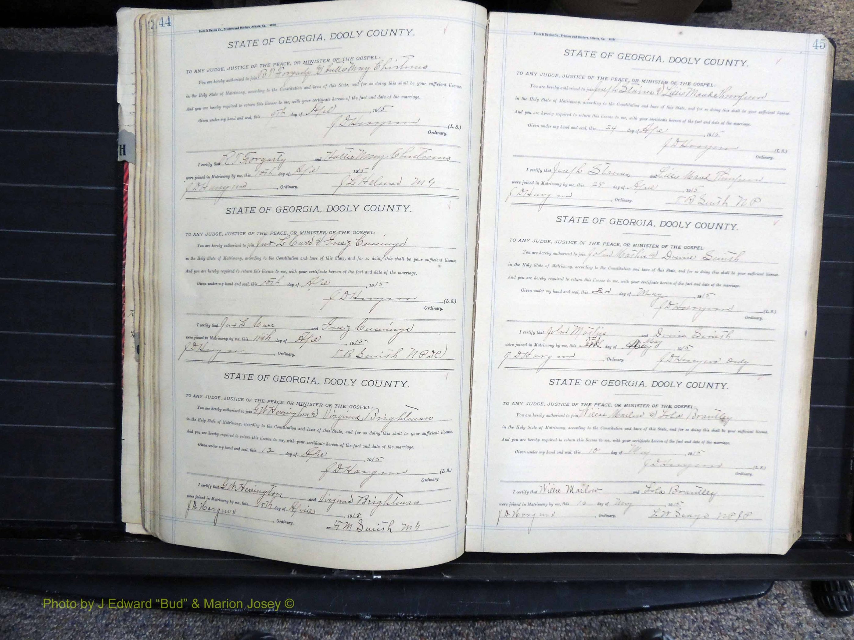 Dooly Co, GA, Marriages, Book, G, 1913-1930 pg 044-045.JPG