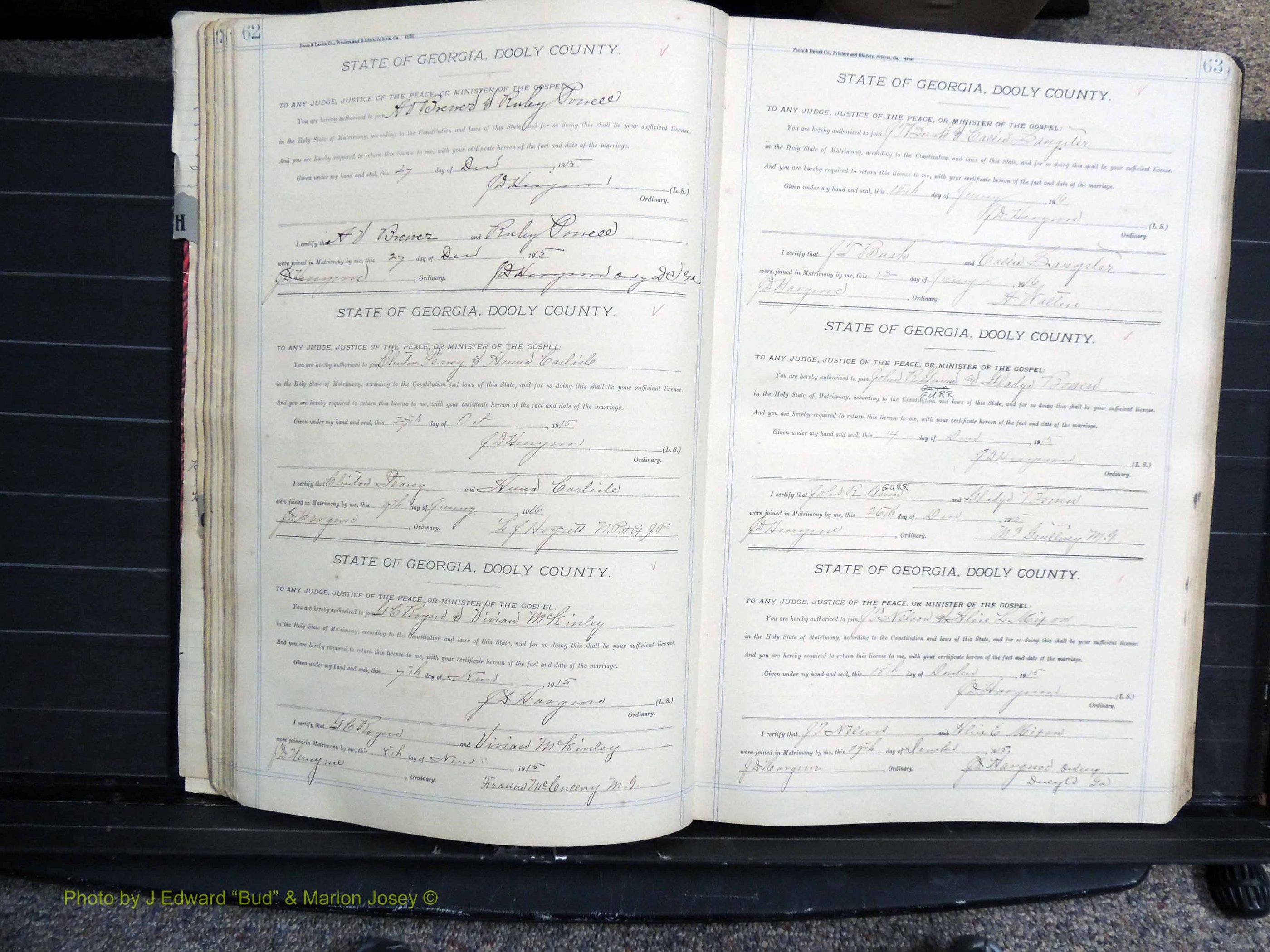 Dooly Co, GA, Marriages, Book, G, 1913-1930 pg 062-063.JPG