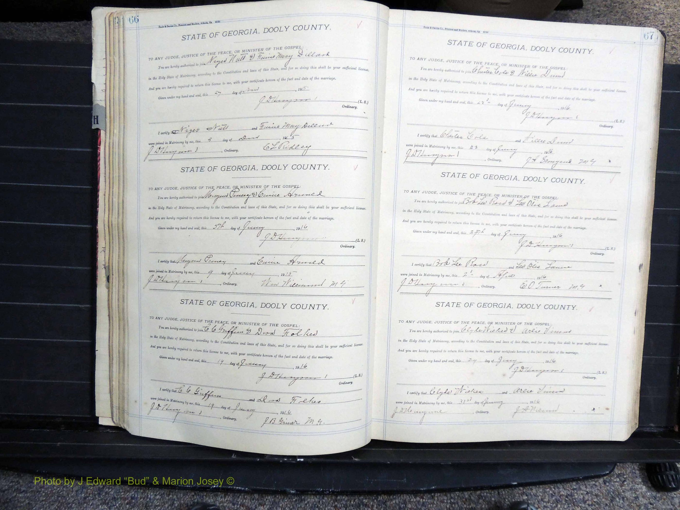 Dooly Co, GA, Marriages, Book, G, 1913-1930 pg 066-067.JPG