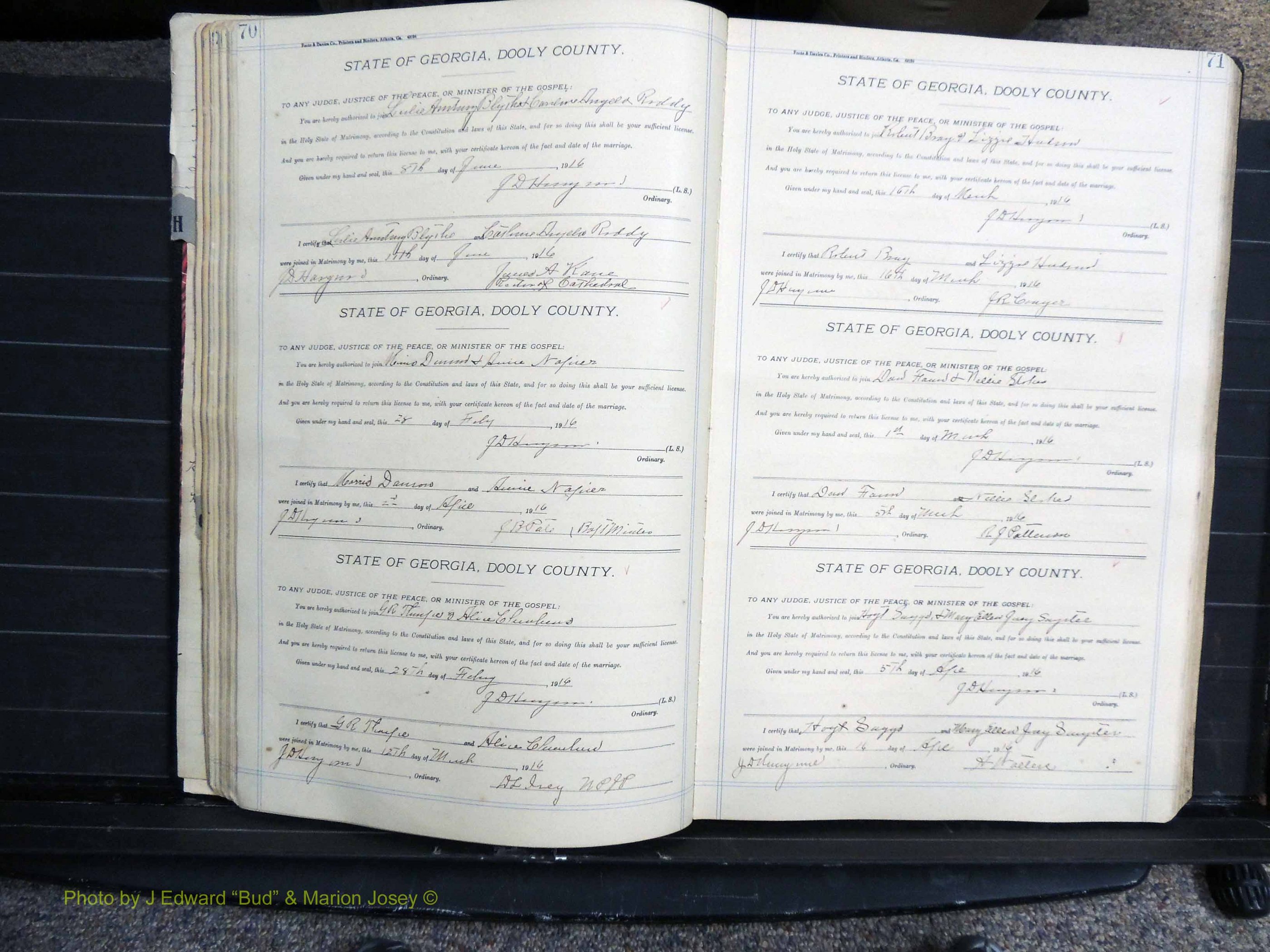 Dooly Co, GA, Marriages, Book, G, 1913-1930 pg 070-071.JPG