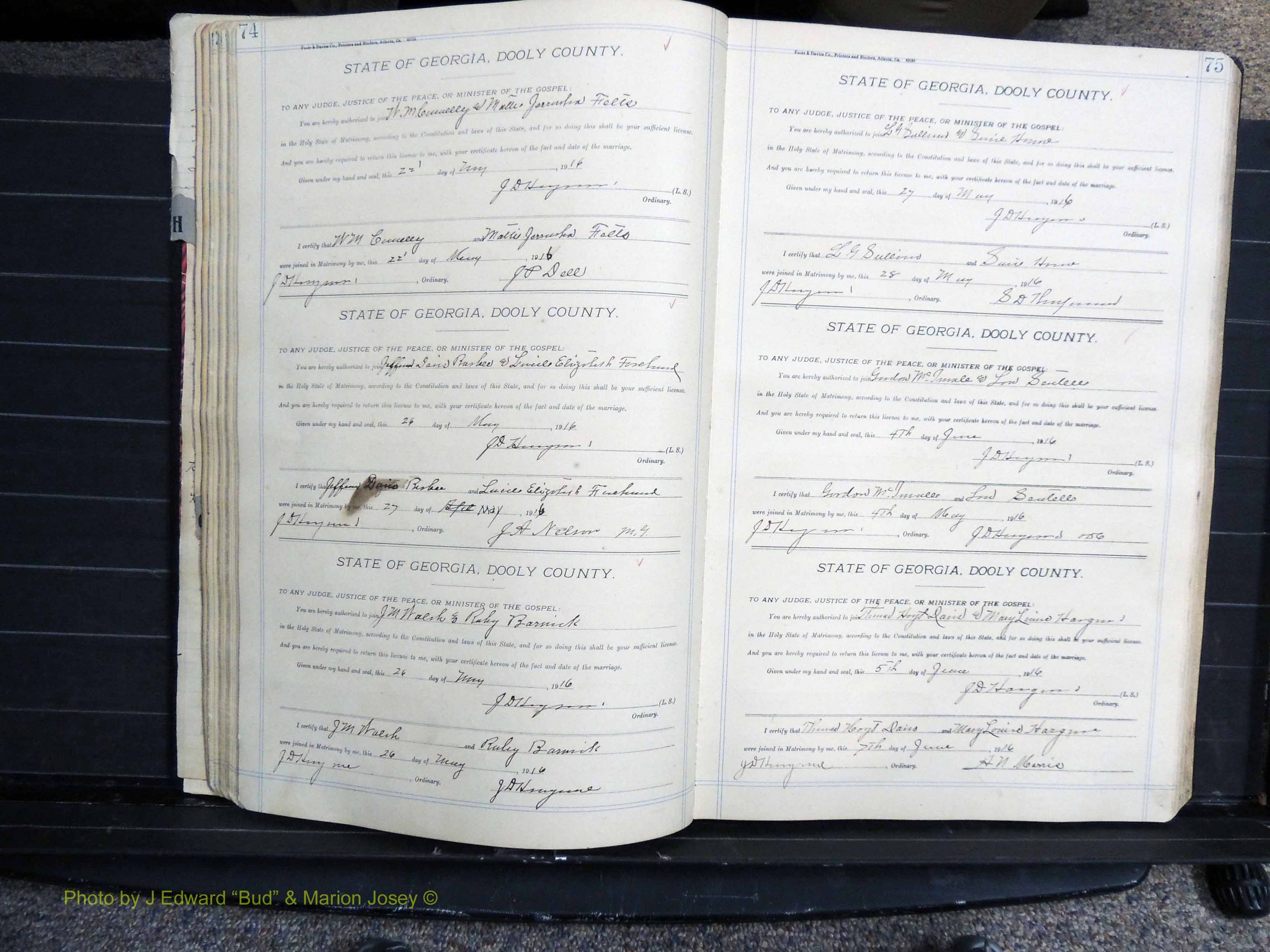 Dooly Co, GA, Marriages, Book, G, 1913-1930 pg 074-075.JPG