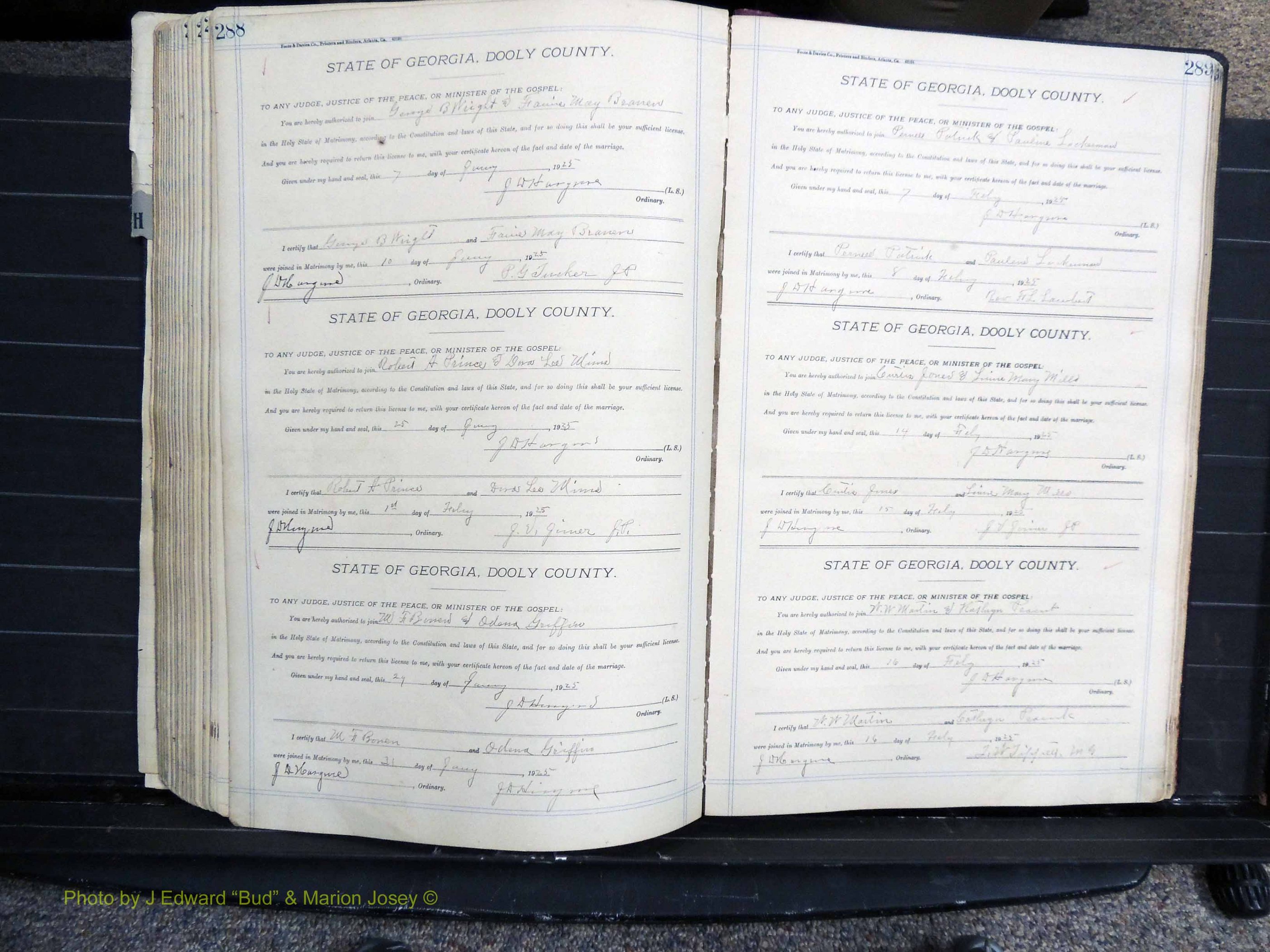 Dooly Co, GA, Marriages, Book, G, 1913-1930 pg 288-289.JPG