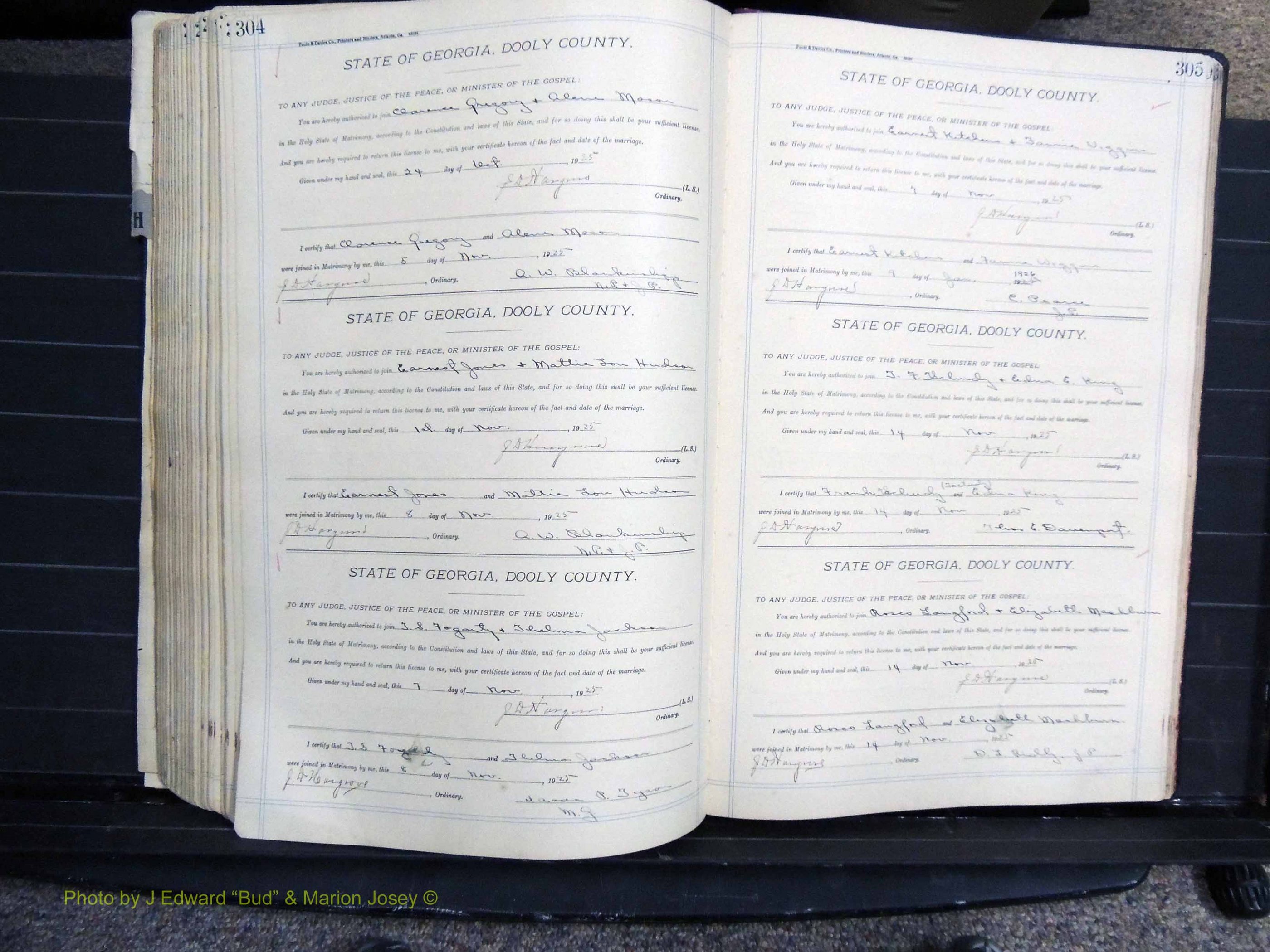 Dooly Co, GA, Marriages, Book, G, 1913-1930 pg 304-305.JPG