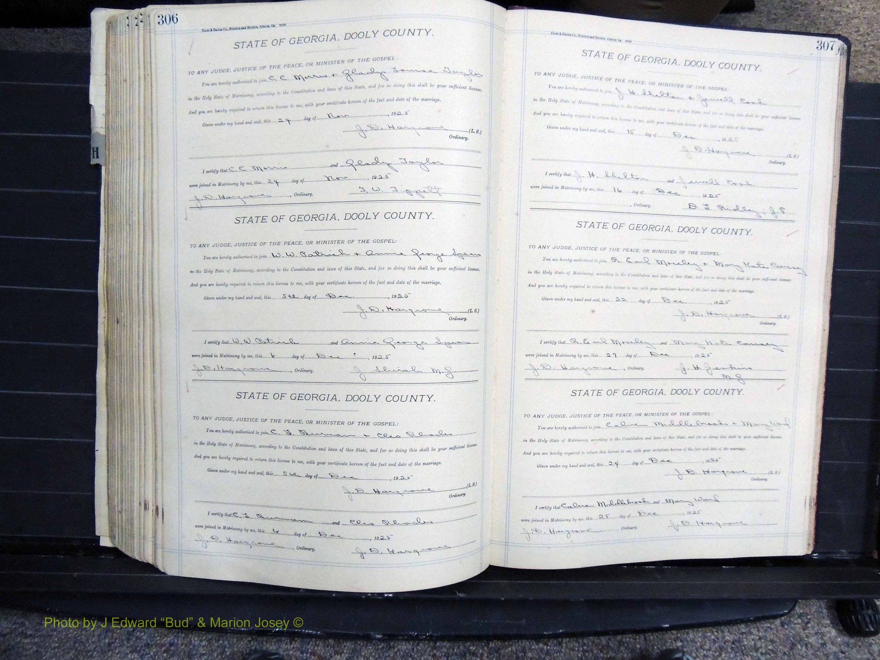 Dooly Co, GA, Marriages, Book, G, 1913-1930 pg 306-307.JPG