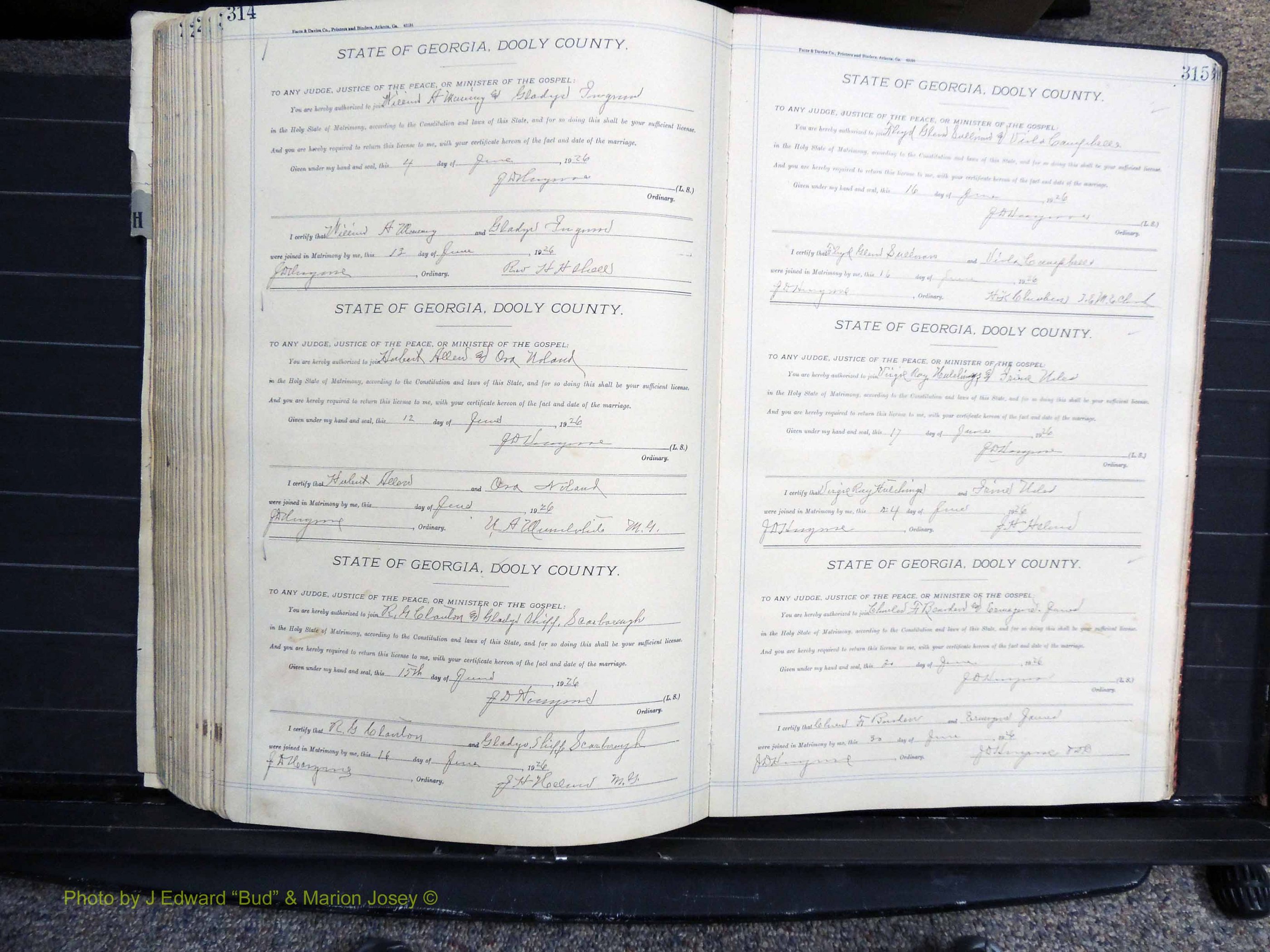 Dooly Co, GA, Marriages, Book, G, 1913-1930 pg 314-315.JPG