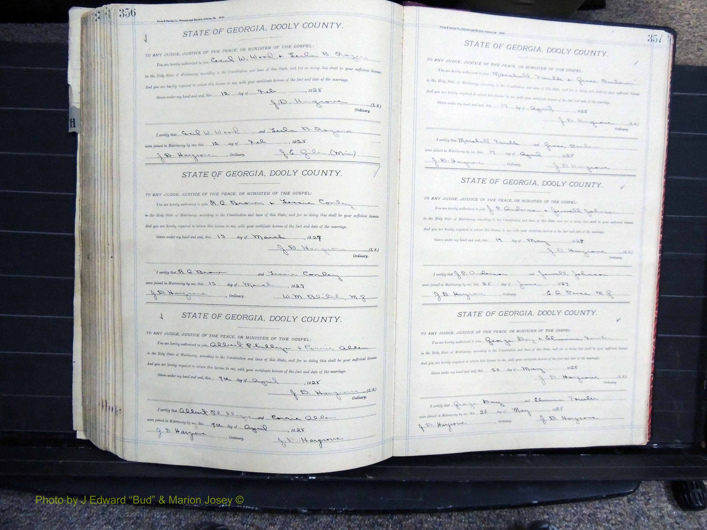 Dooly Co, GA, Marriages, Book, G, 1913-1930 pg 356-357.JPG