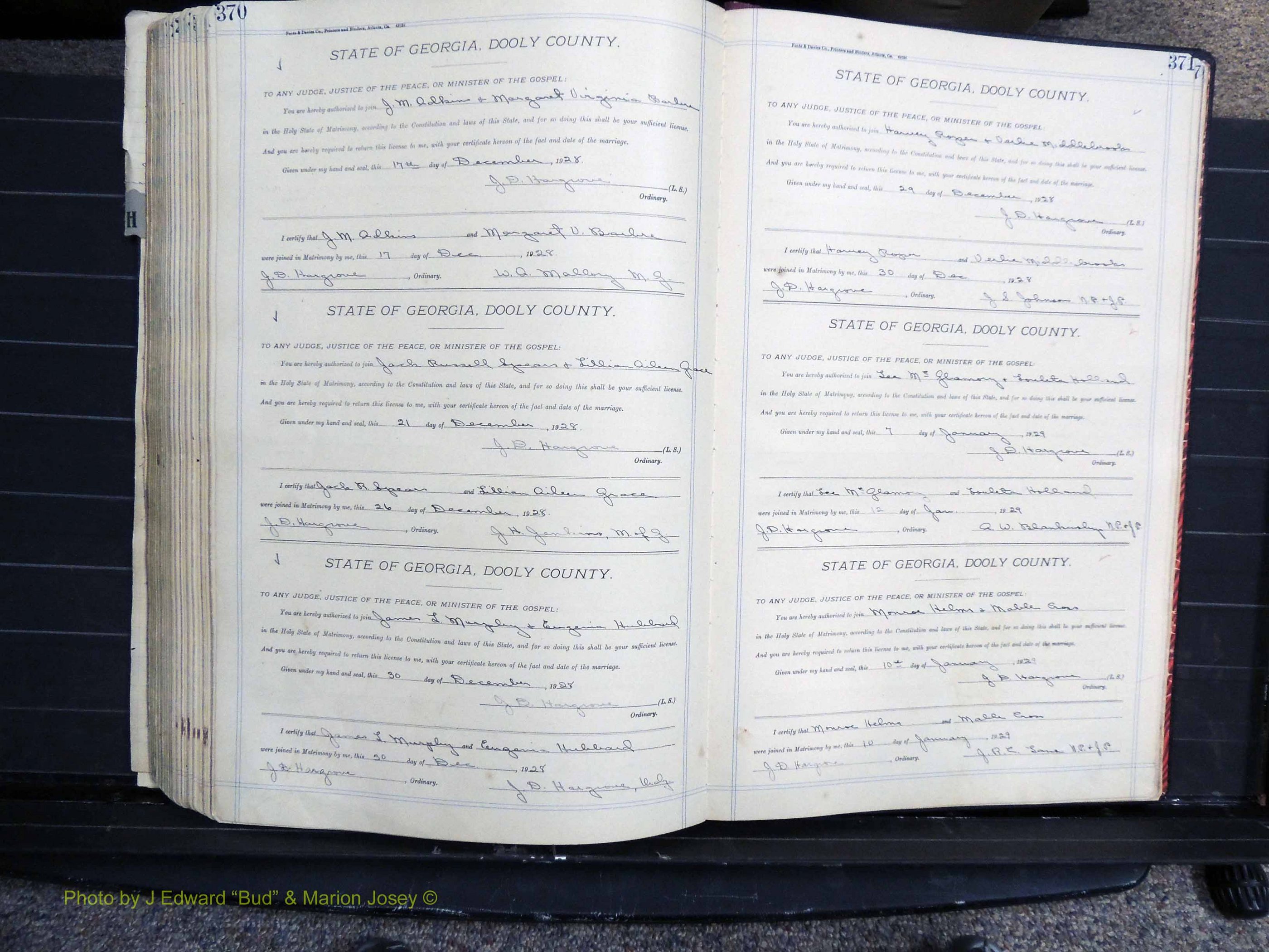 Dooly Co, GA, Marriages, Book, G, 1913-1930 pg 370-371.JPG