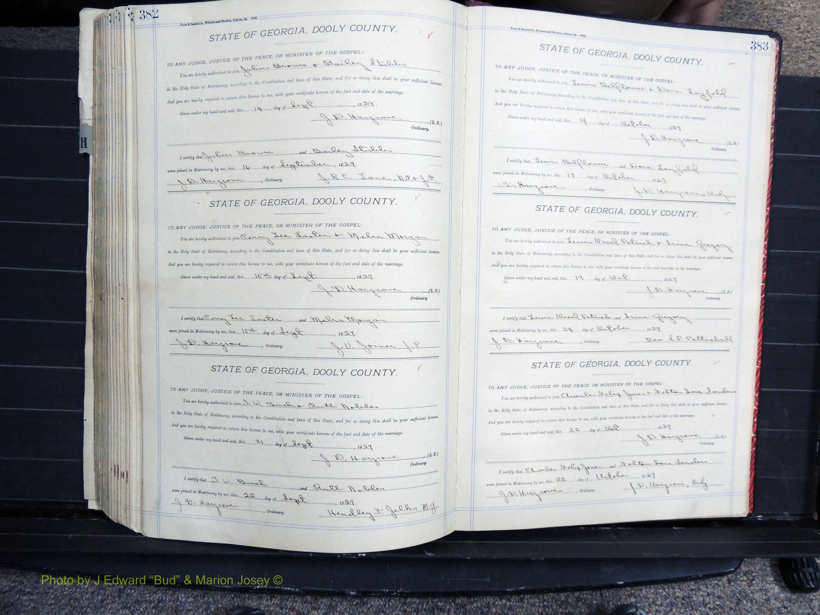 Dooly Co, GA, Marriages, Book, G, 1913-1930 pg 382-383.JPG