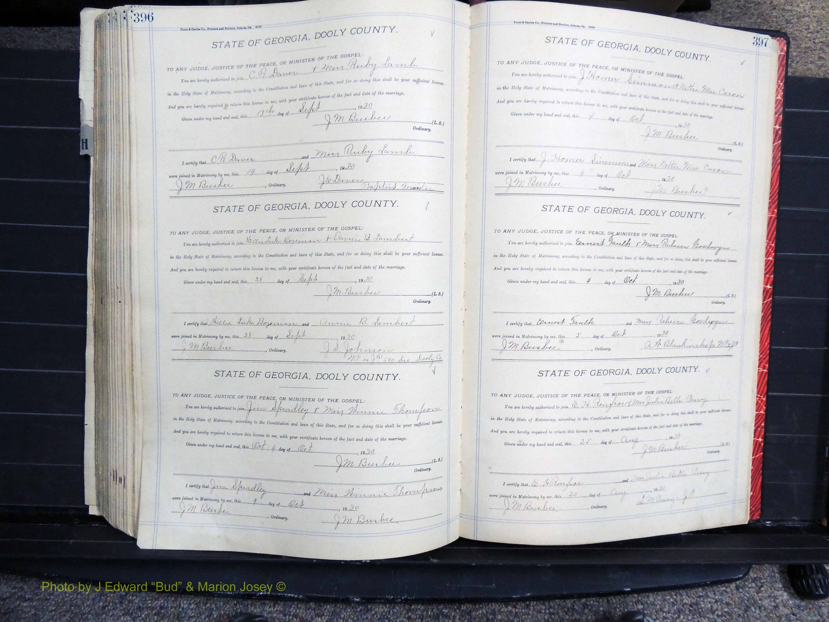 Dooly Co, GA, Marriages, Book, G, 1913-1930 pg 396-397.JPG
