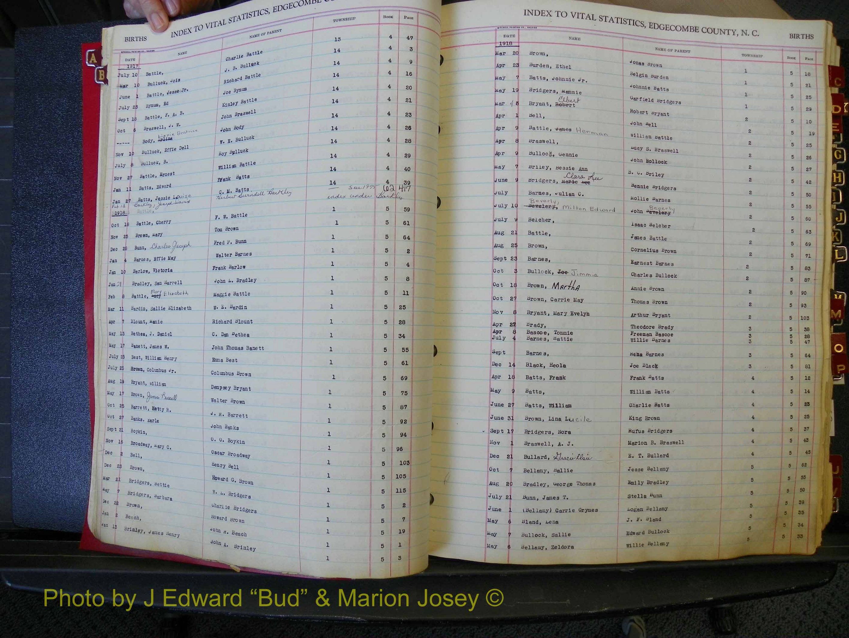 Edgecombe Births, A-Z, 1914-1933 (119).JPG