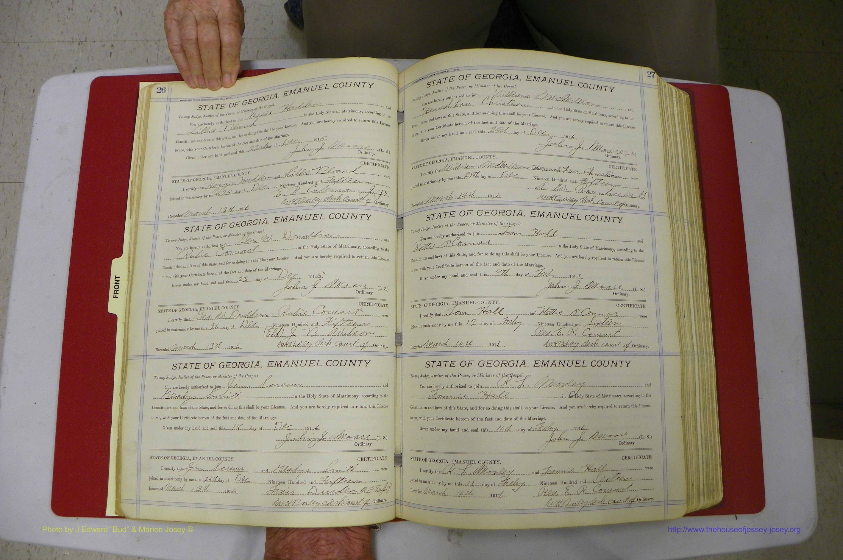Emanuel Co, GA, Marriages Book E, 1915 - 1928, P 026-027.JPG