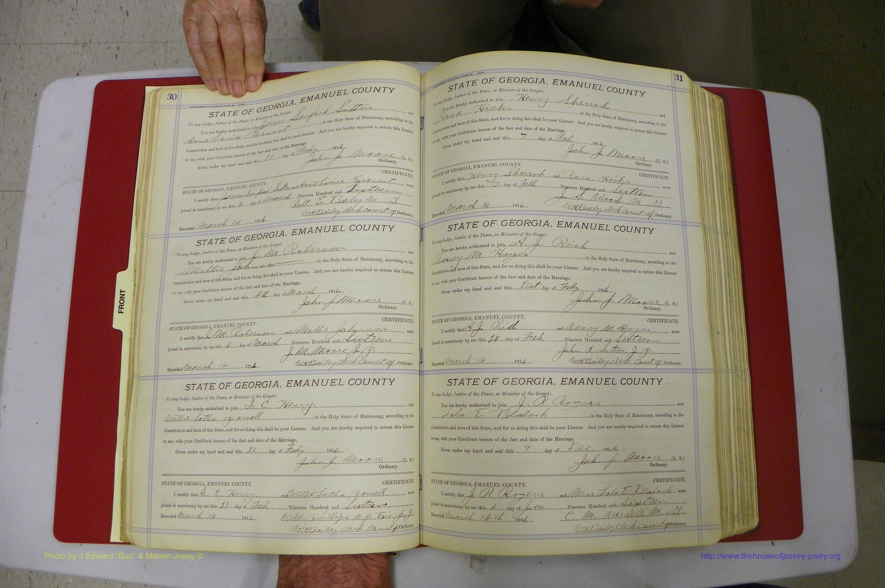 Emanuel Co, GA, Marriages Book E, 1915 - 1928, P 030-031.JPG