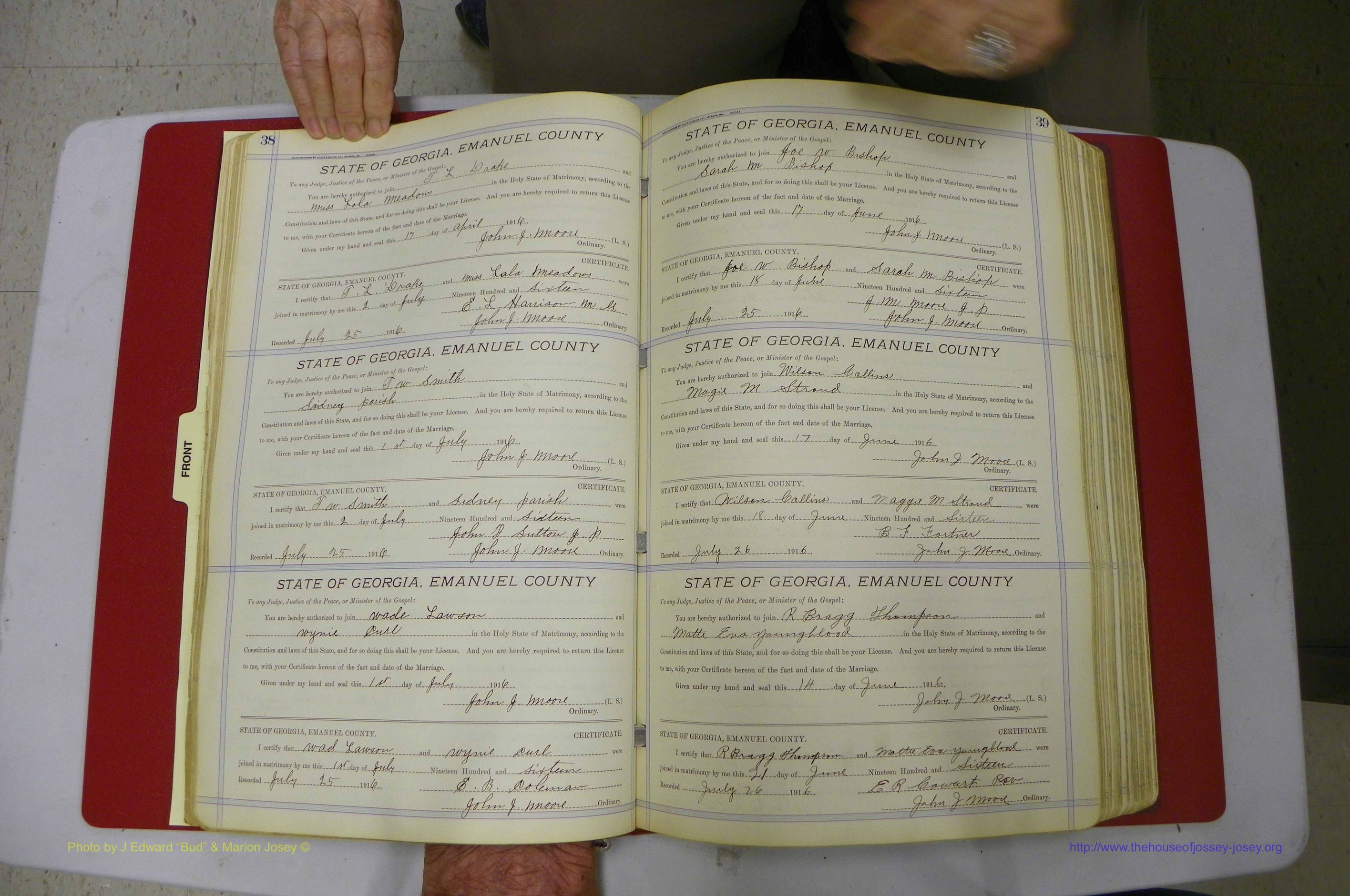 Emanuel Co, GA, Marriages Book E, 1915 - 1928, P 038-039.JPG