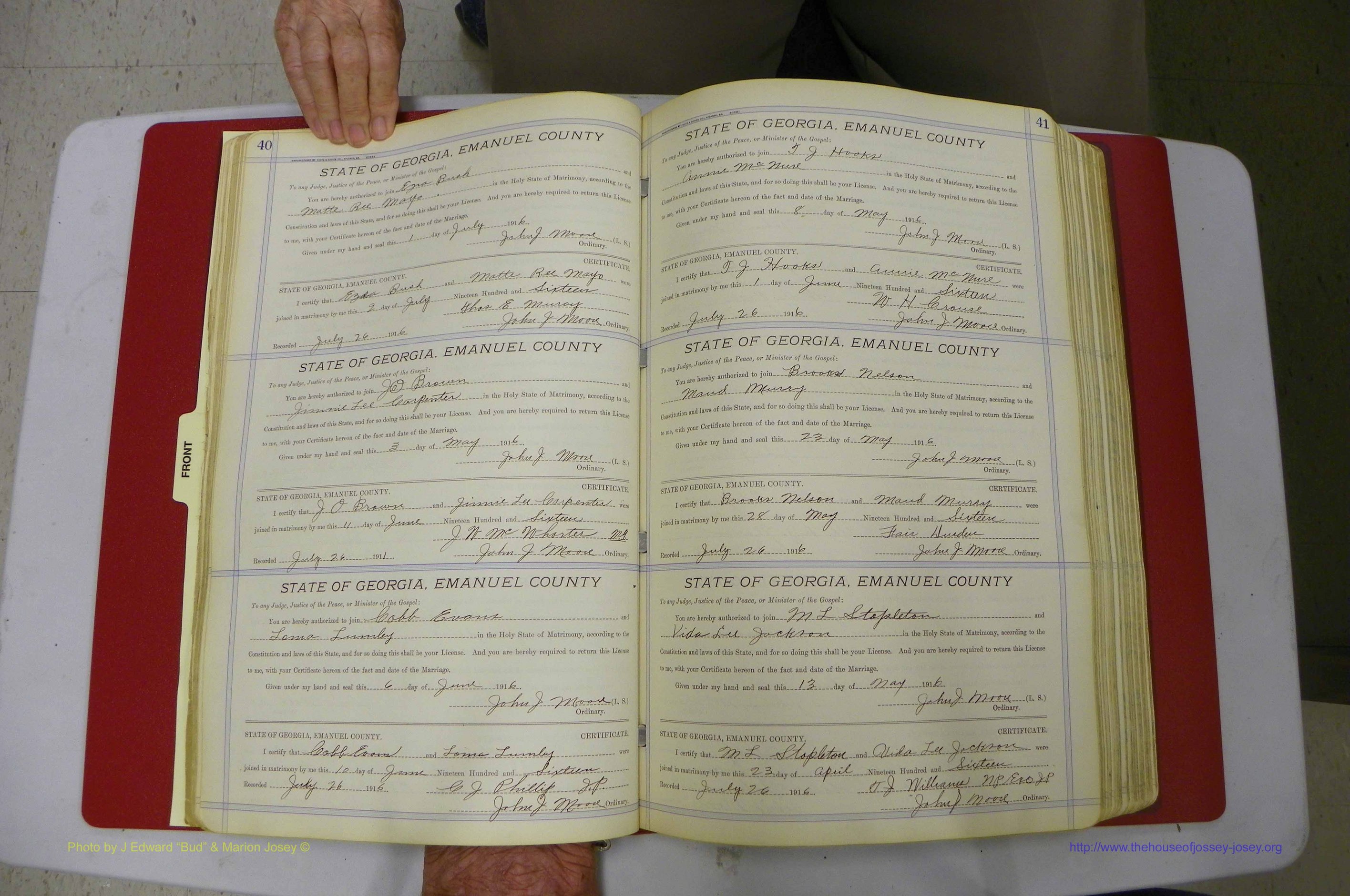 Emanuel Co, GA, Marriages Book E, 1915 - 1928, P 040-041.JPG