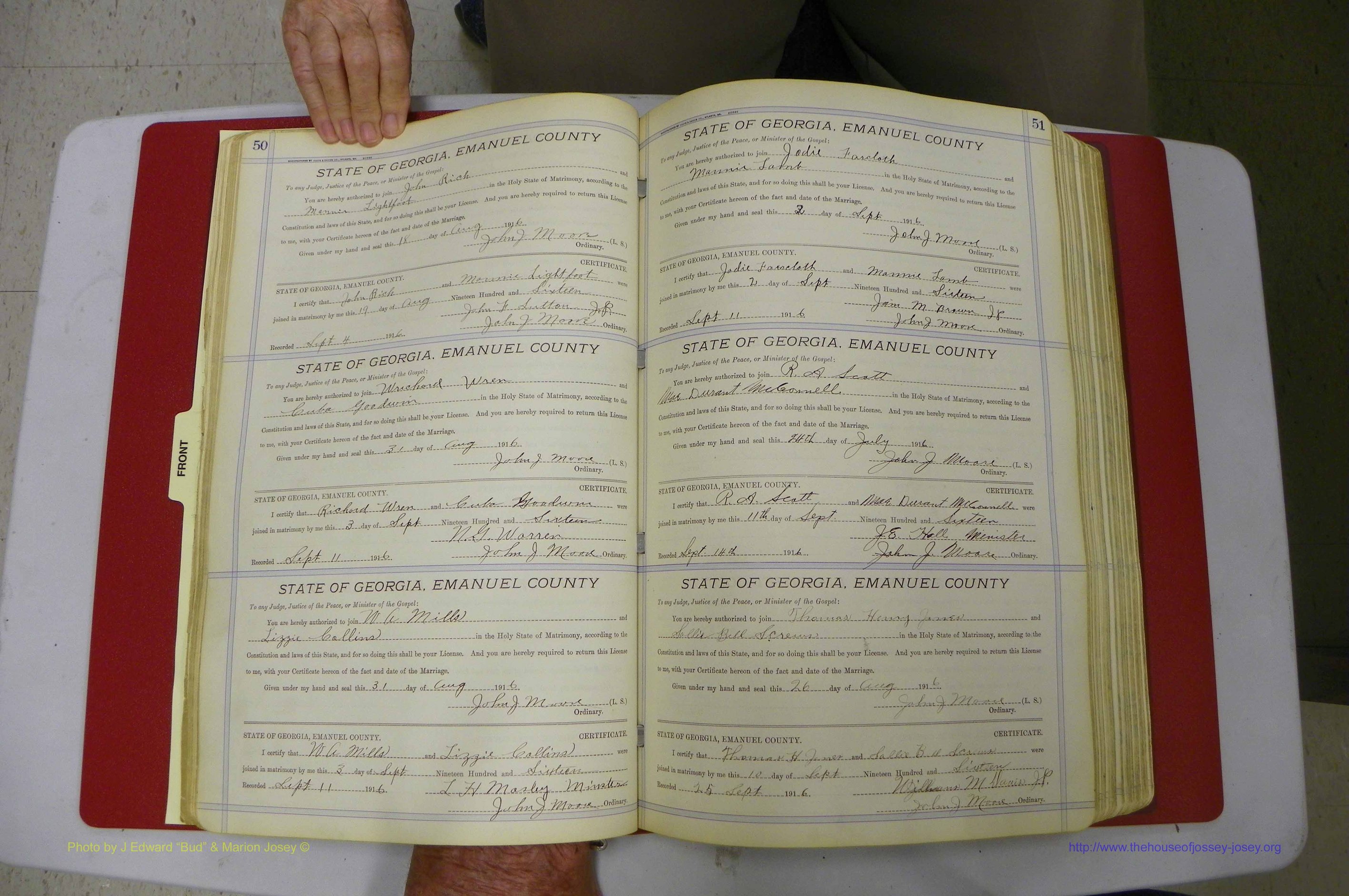 Emanuel Co, GA, Marriages Book E, 1915 - 1928, P 050-051.JPG