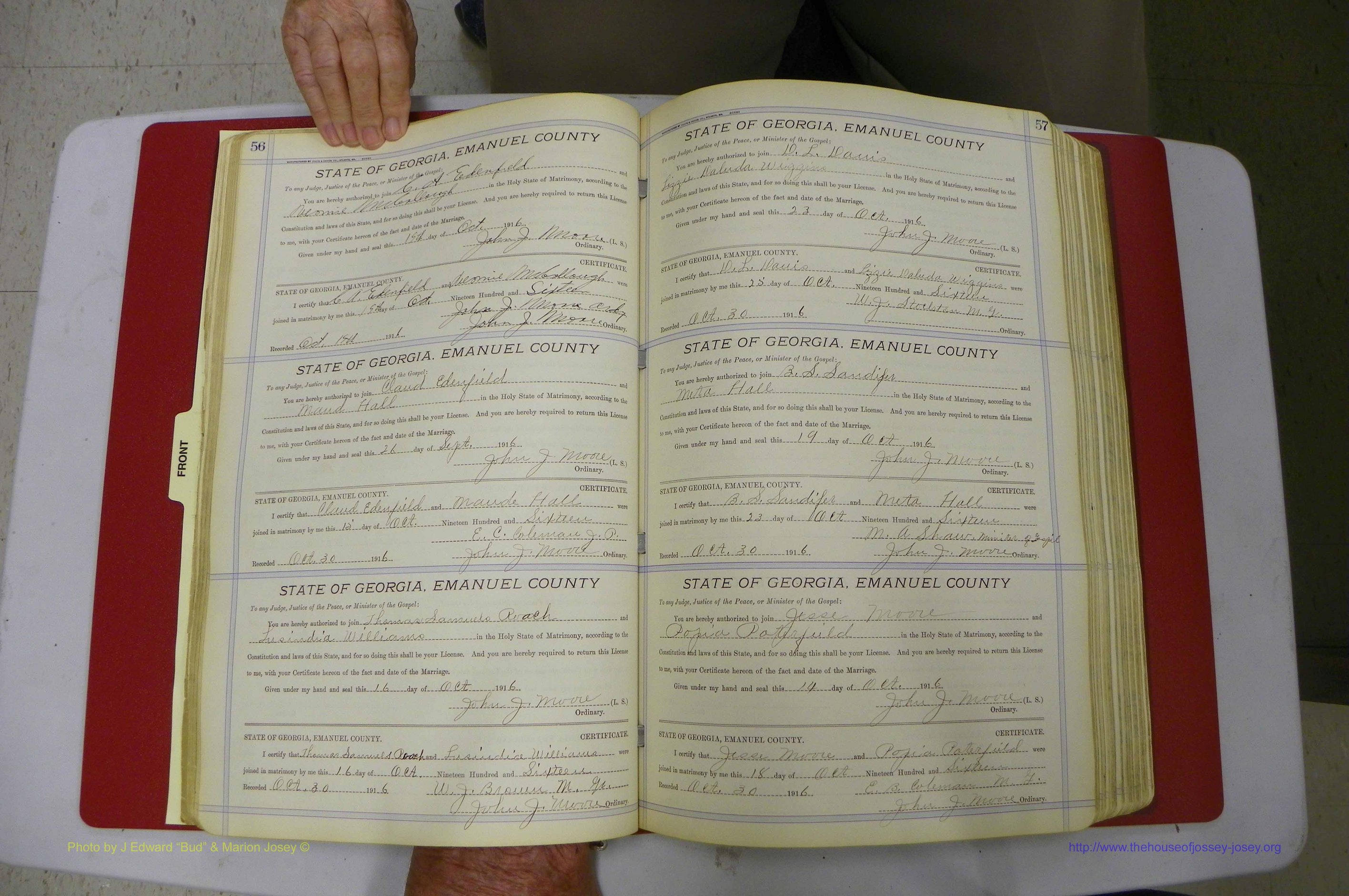 Emanuel Co, GA, Marriages Book E, 1915 - 1928, P 056-057.JPG