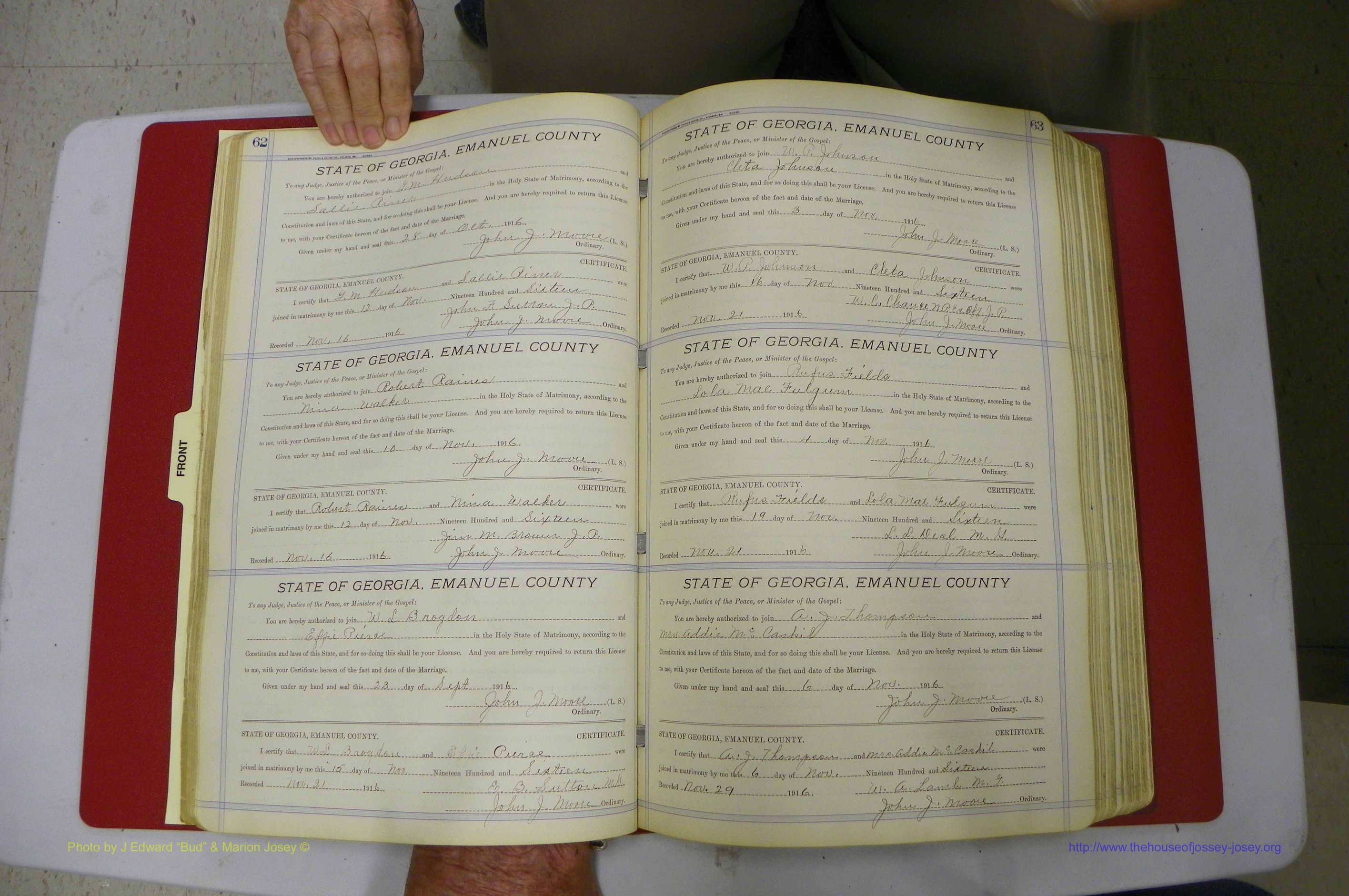 Emanuel Co, GA, Marriages Book E, 1915 - 1928, P 062-063.JPG