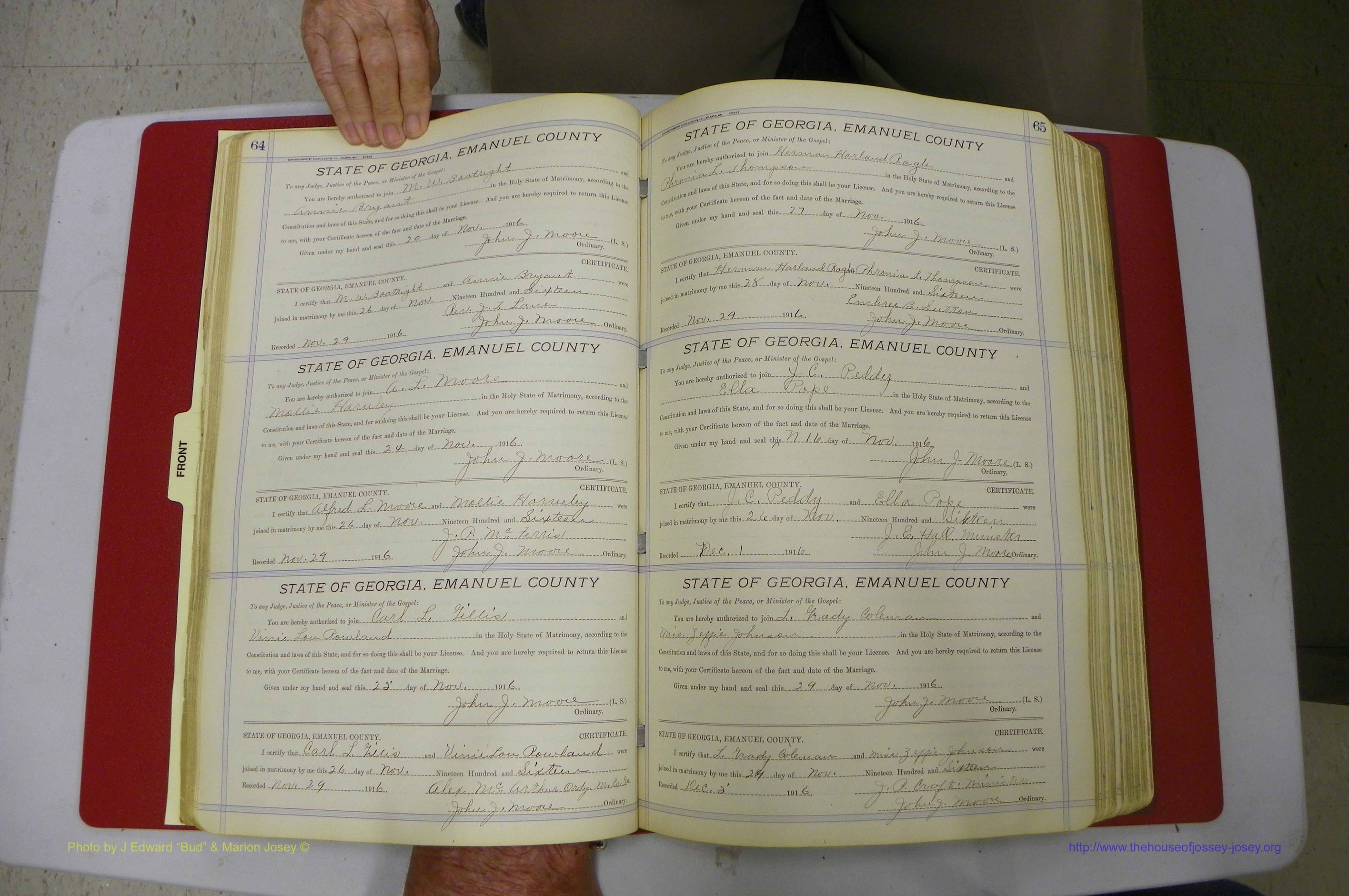 Emanuel Co, GA, Marriages Book E, 1915 - 1928, P 064-065.JPG