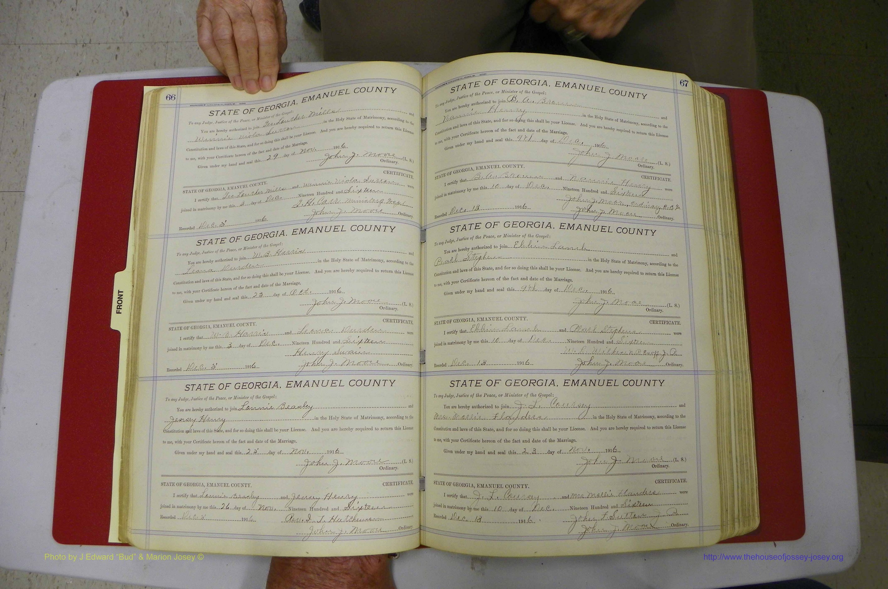 Emanuel Co, GA, Marriages Book E, 1915 - 1928, P 066-067.JPG