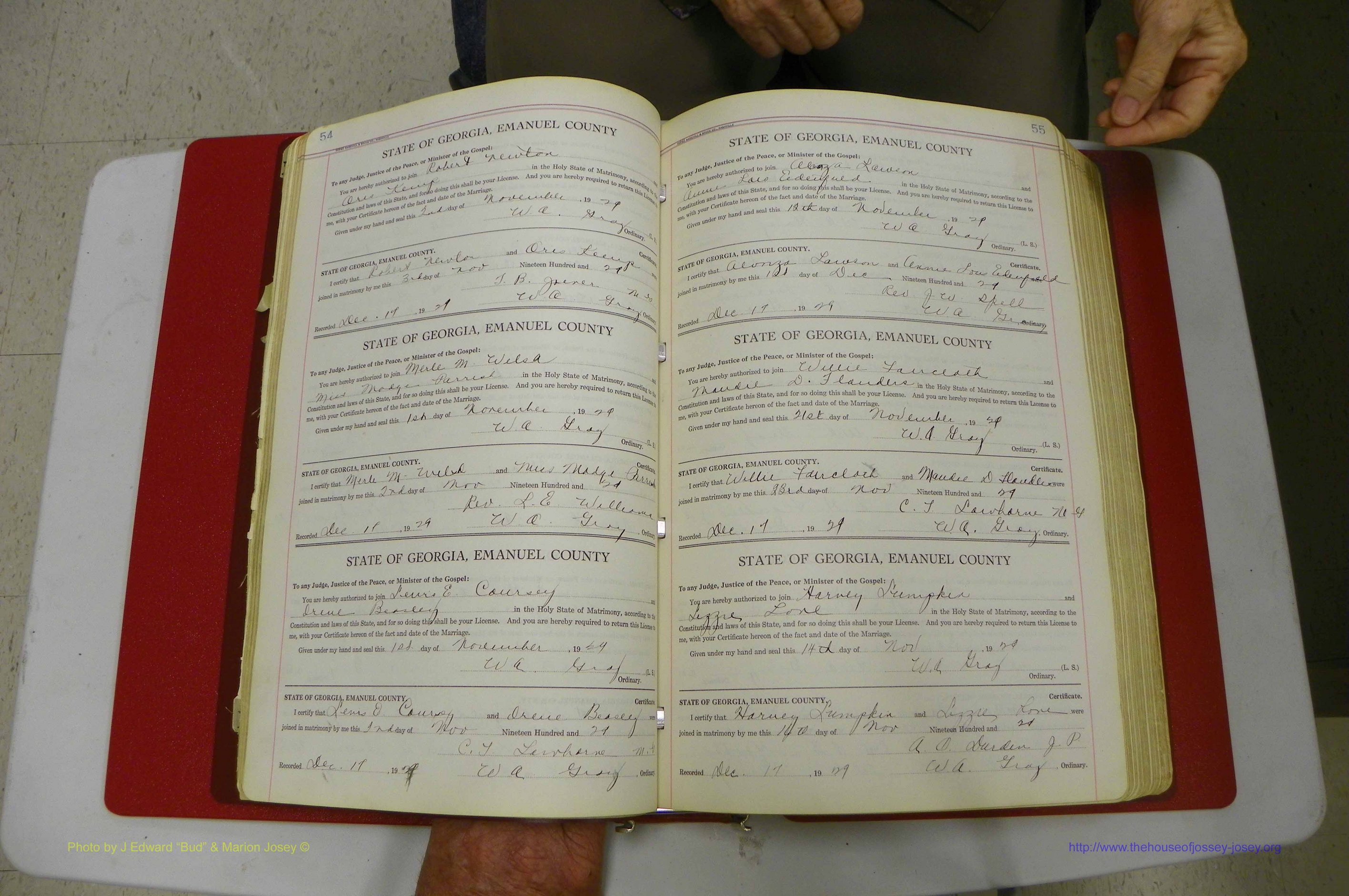 Emanuel Co, GA, Marriages Book G, 1928 - 1940, White, P 054-055.JPG