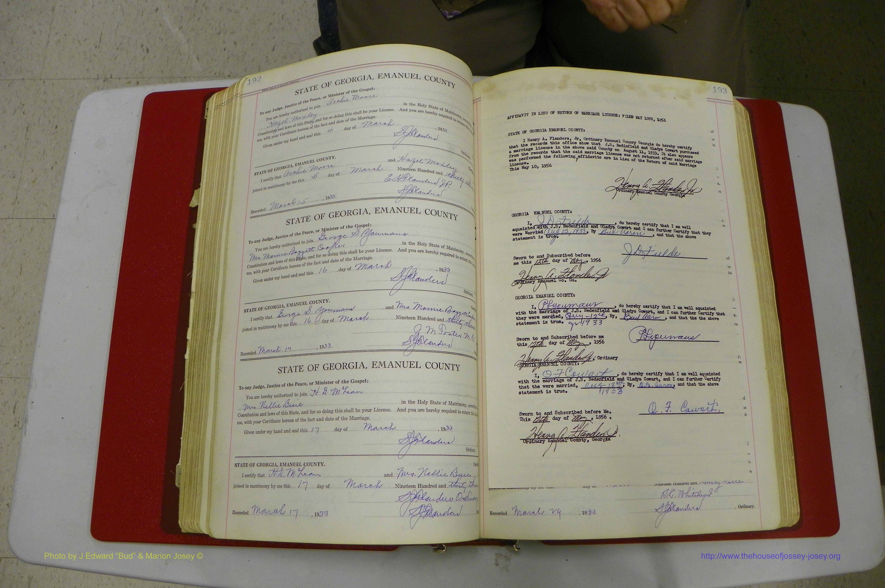 Emanuel Co, GA, Marriages Book G, 1928 - 1940, White, P 192-193a.JPG