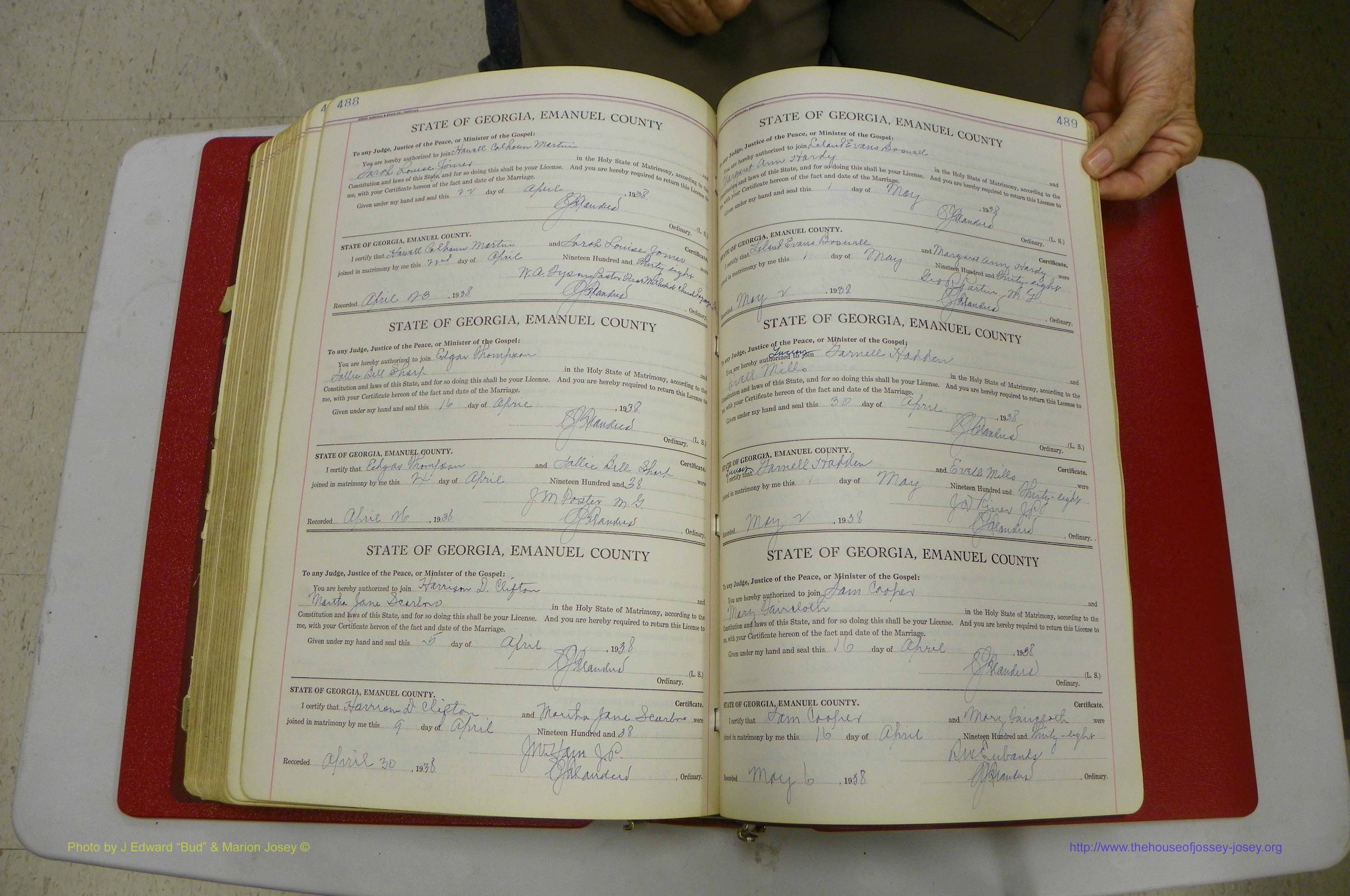 Emanuel Co, GA, Marriages Book G, 1928 - 1940, White, P 488-489.JPG