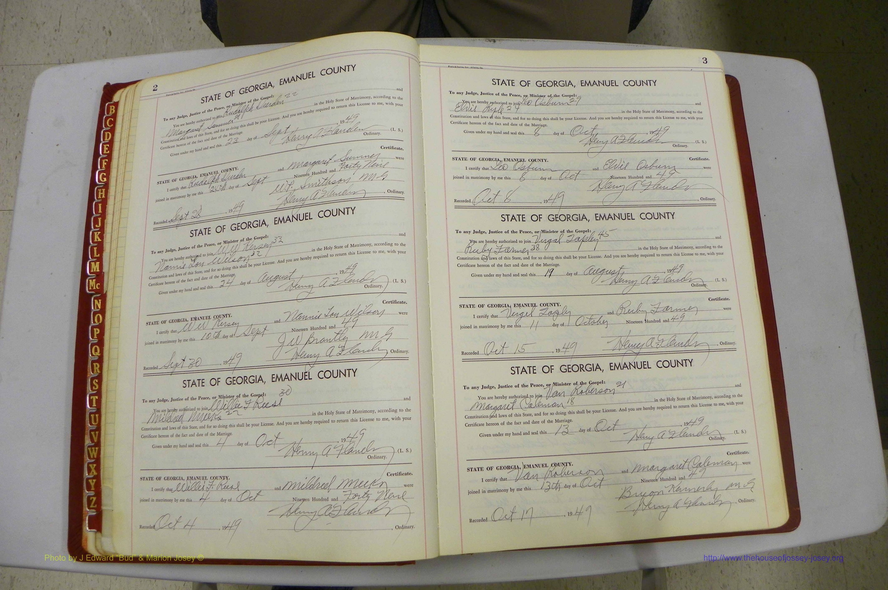 Emanuel Co, GA, Marriages Book K, 1949 - 1955, P 002-003.JPG