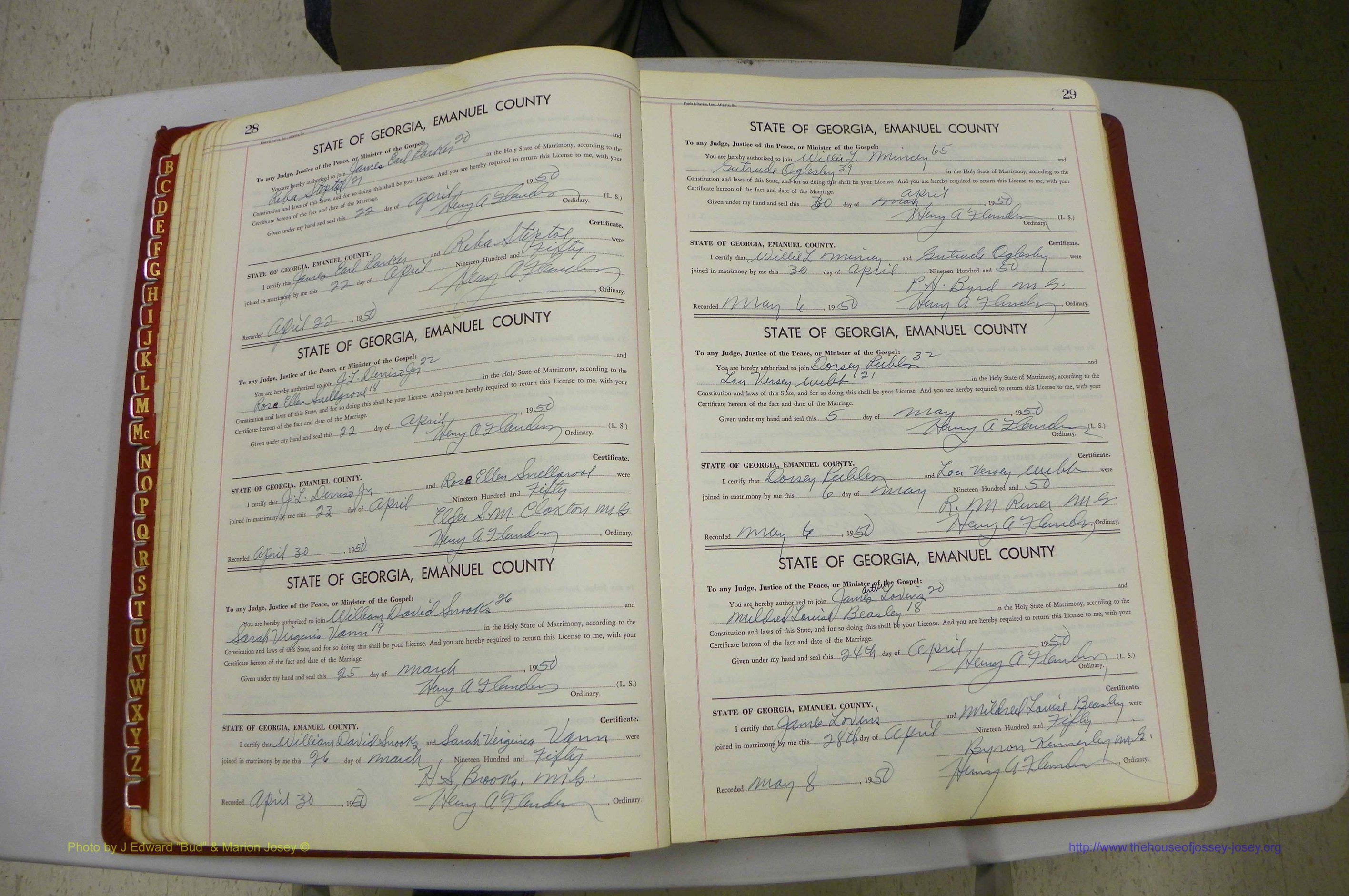 Emanuel Co, GA, Marriages Book K, 1949 - 1955, P 028-029.JPG