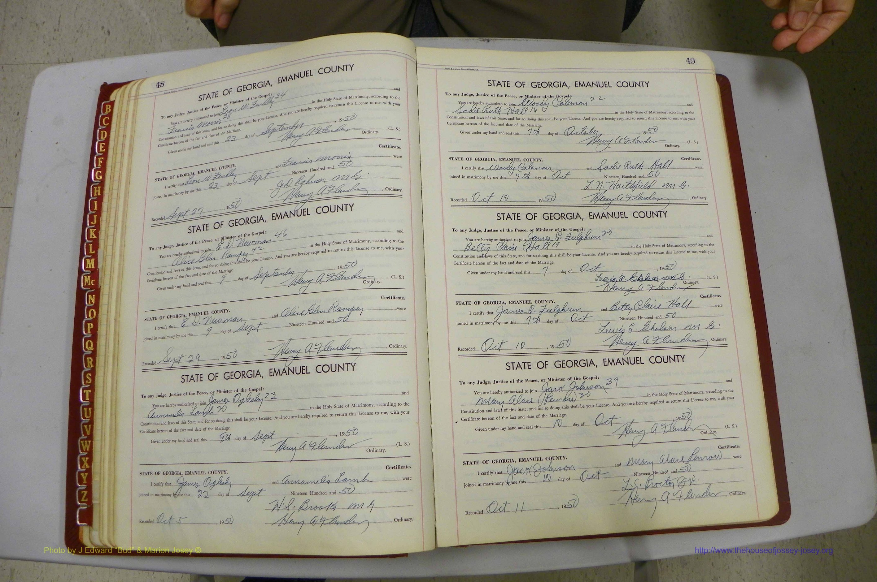 Emanuel Co, GA, Marriages Book K, 1949 - 1955, P 048-049.JPG
