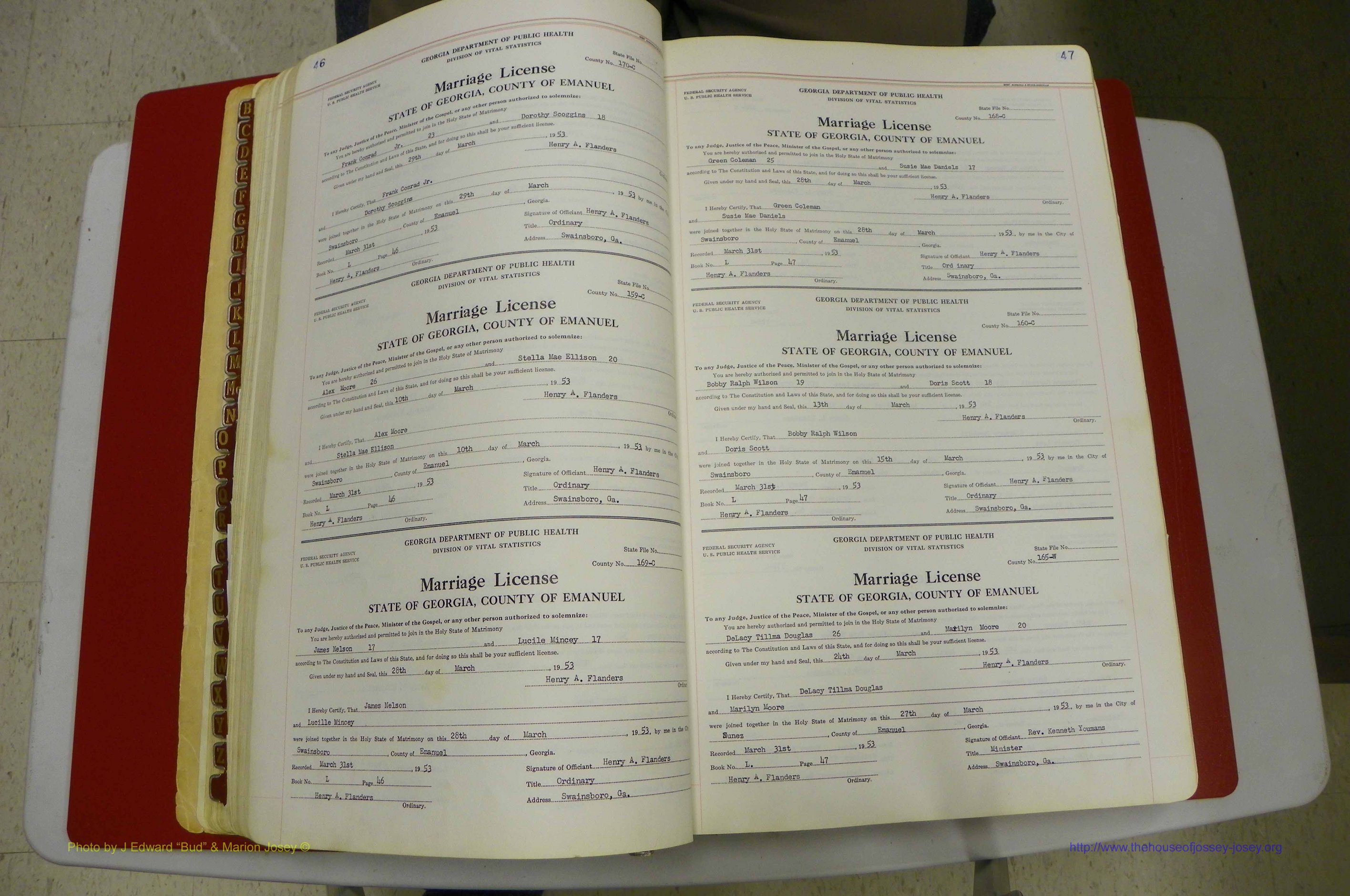 Emanuel Co, GA, Marriages Book L, 1952 - 1962, P 046-047.JPG
