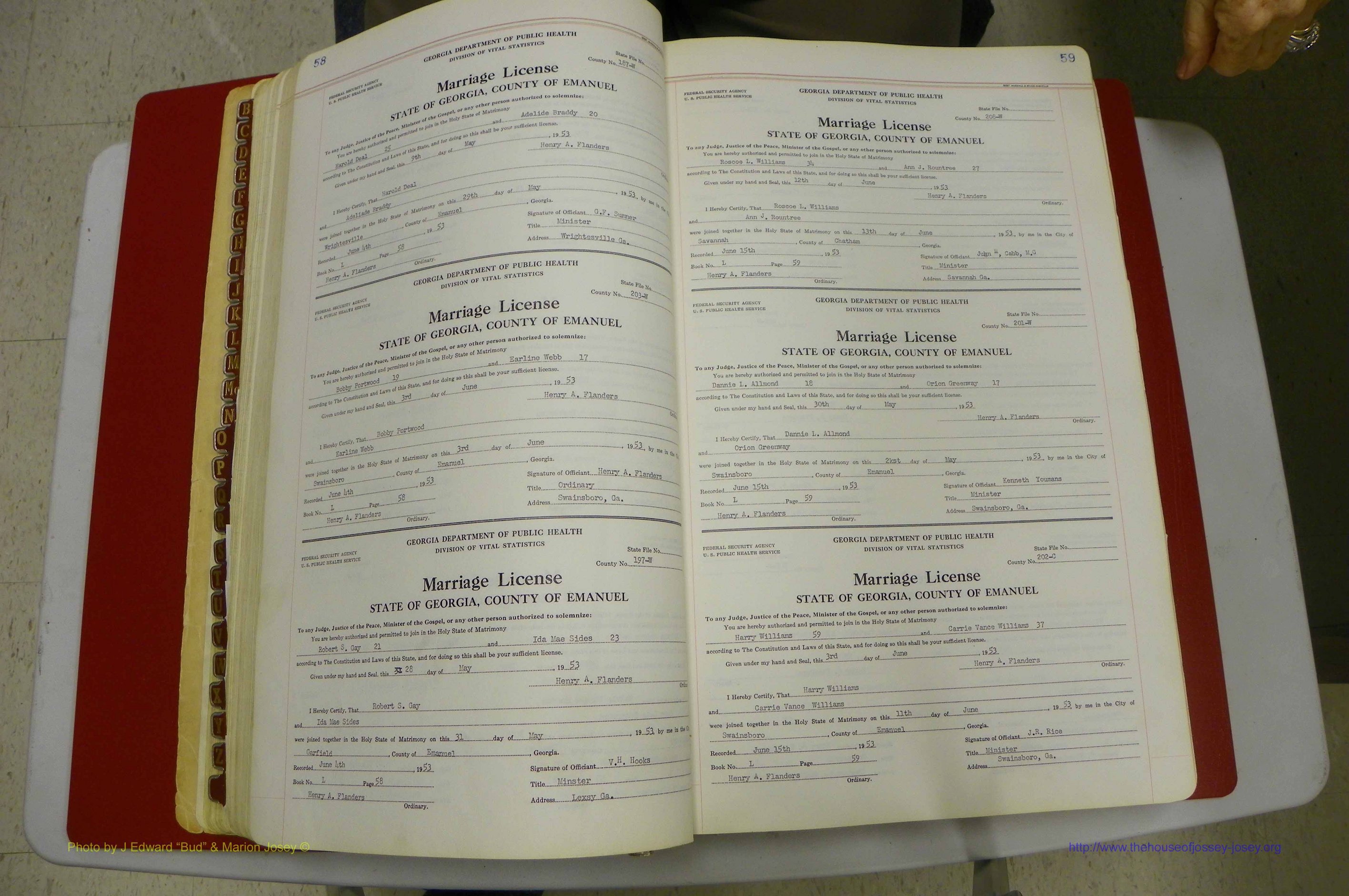 Emanuel Co, GA, Marriages Book L, 1952 - 1962, P 058-059.JPG