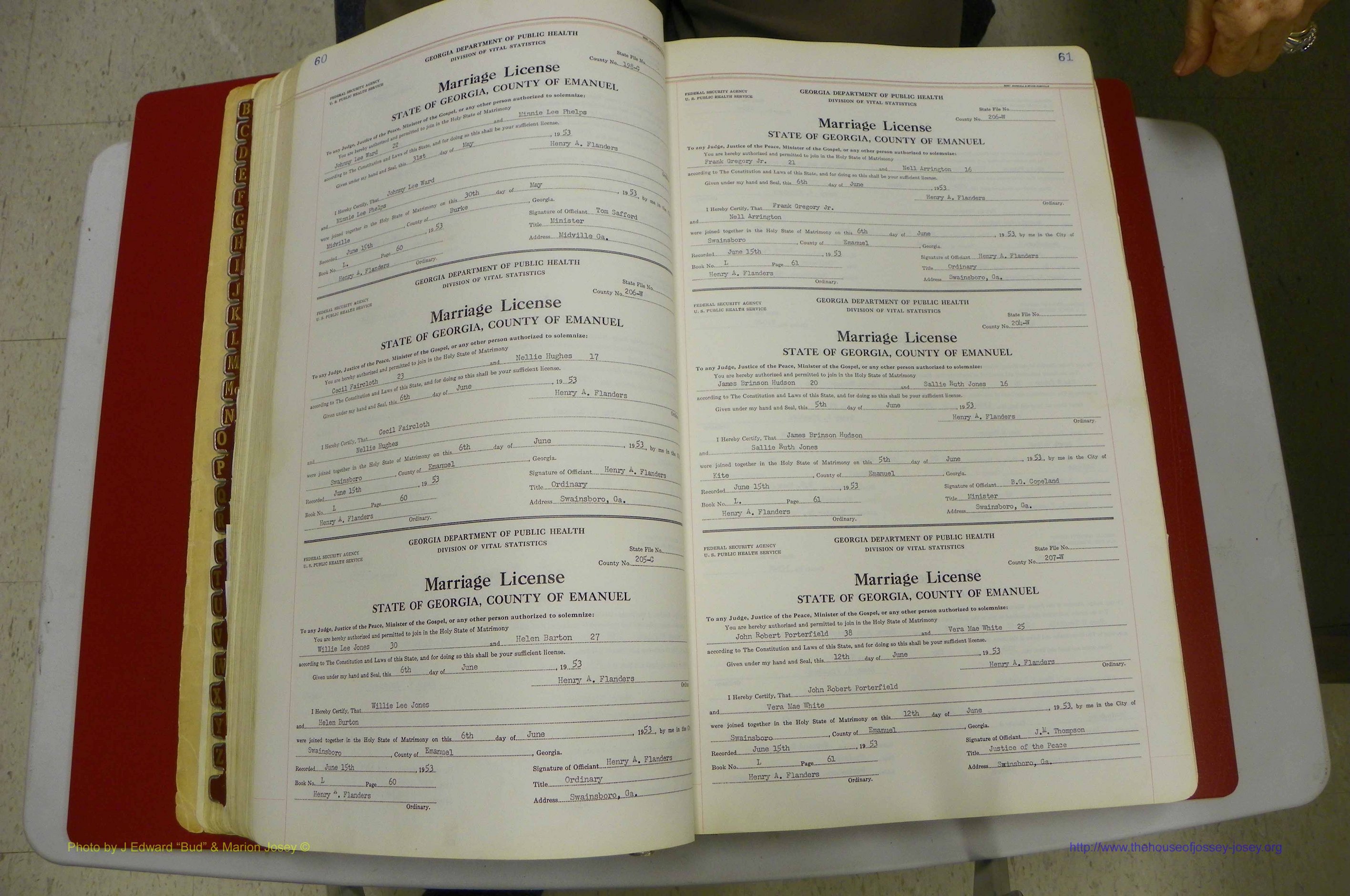 Emanuel Co, GA, Marriages Book L, 1952 - 1962, P 060-061.JPG