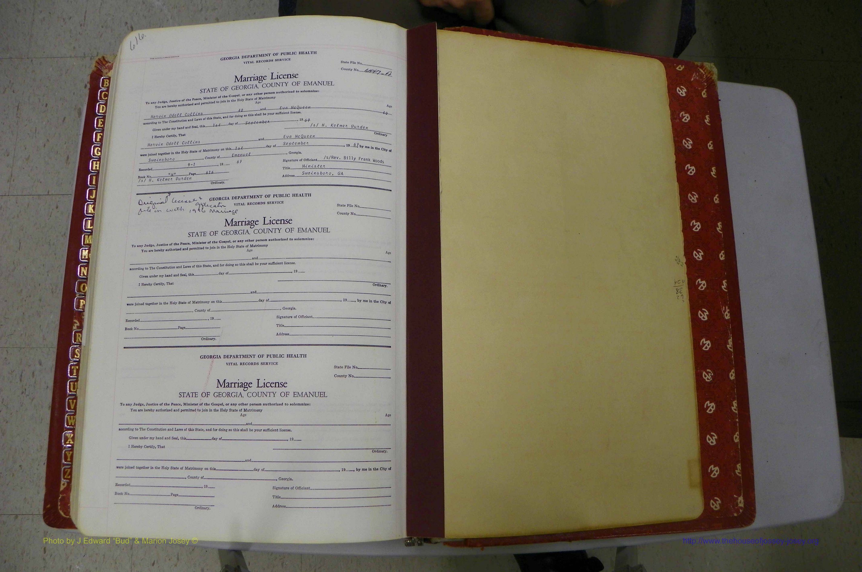 Emanuel Co, GA, Marriages Book M, 1962 - 1974, P 616.JPG