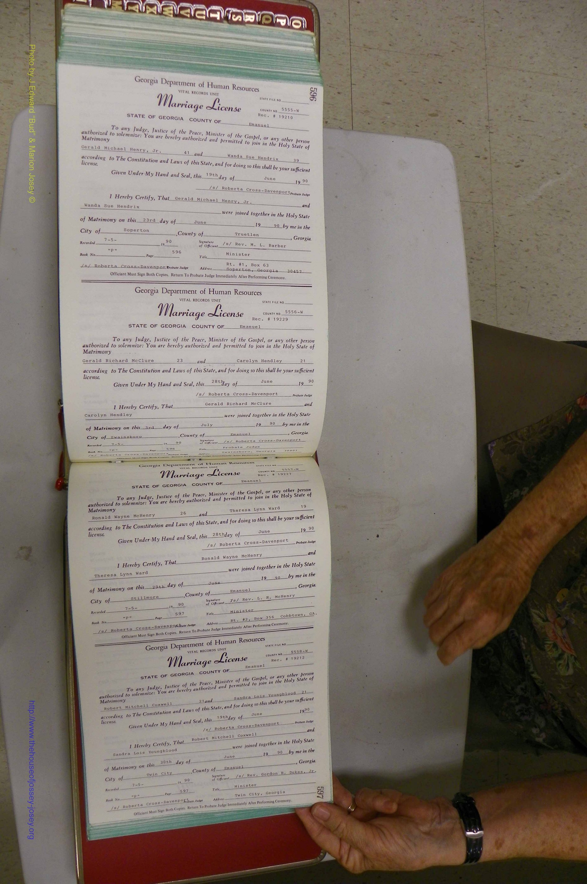 Emanuel Co, GA, Marriages Book P, 1984 - 1990, P 596-597.JPG
