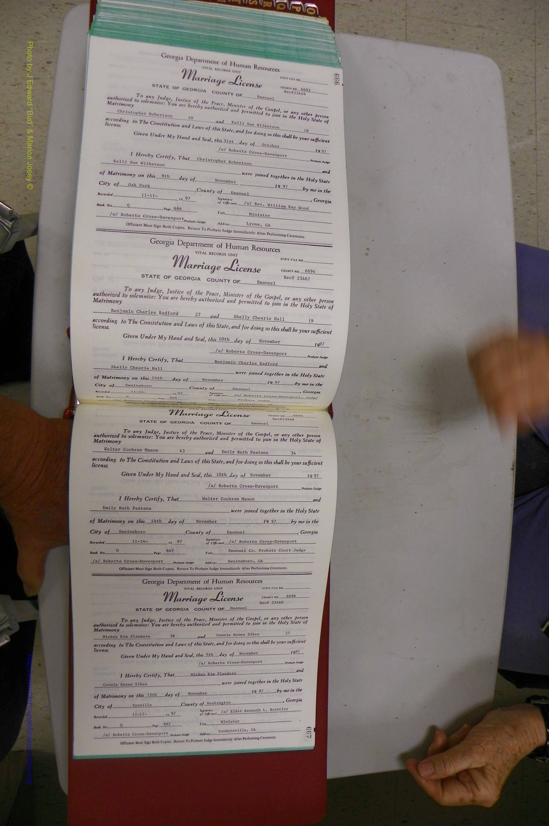 Emanuel Co, GA, Marriages Book Q, 1990 - 1998, P 666-667.JPG