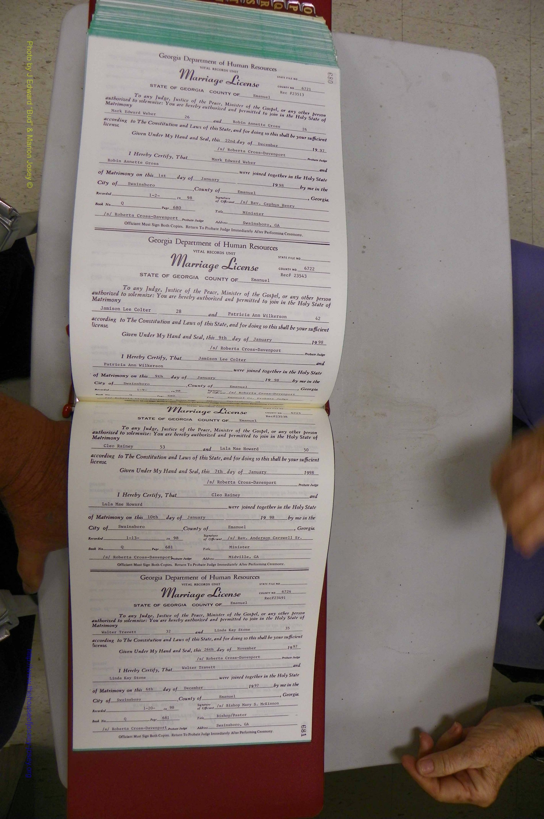 Emanuel Co, GA, Marriages Book Q, 1990 - 1998, P 680-681.JPG