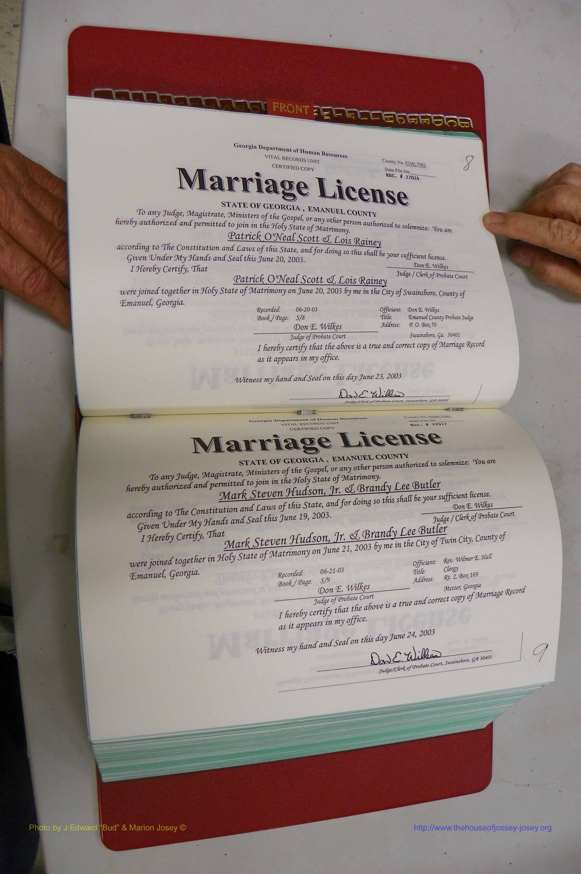 Emanuel Co, GA, Marriages Book S, 2003 - 2006, P 008-009.JPG