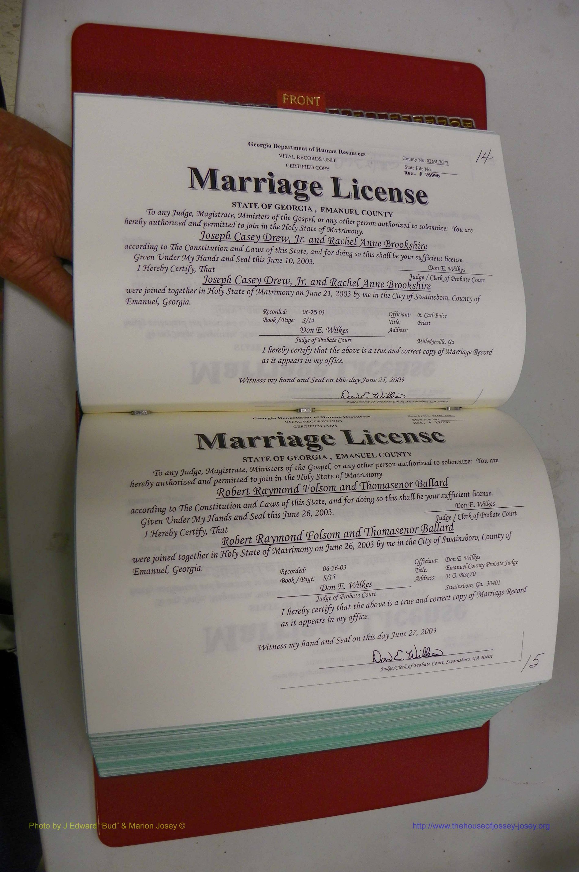 Emanuel Co, GA, Marriages Book S, 2003 - 2006, P 014-015.JPG