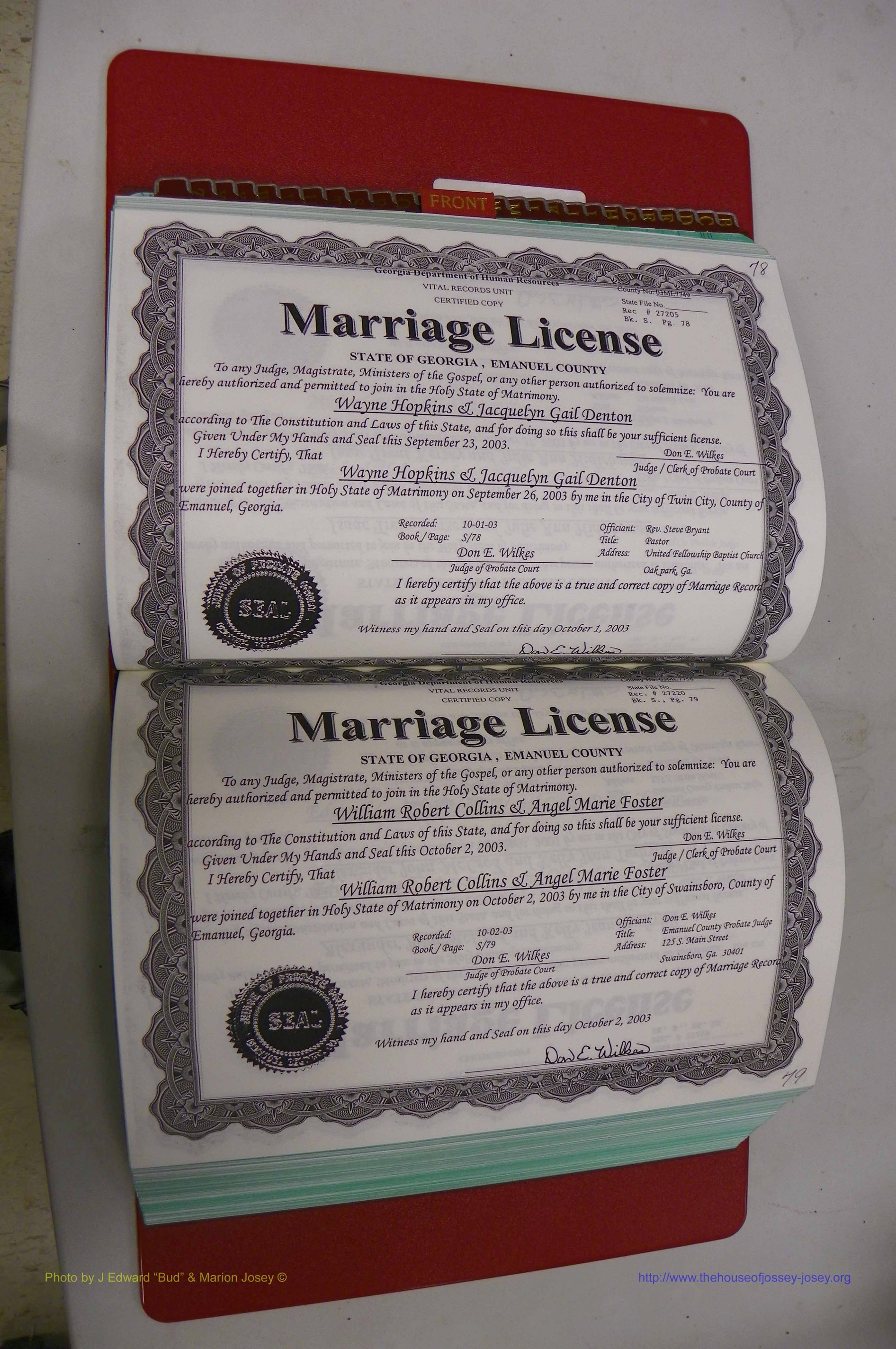 Emanuel Co, GA, Marriages Book S, 2003 - 2006, P 078-079.JPG