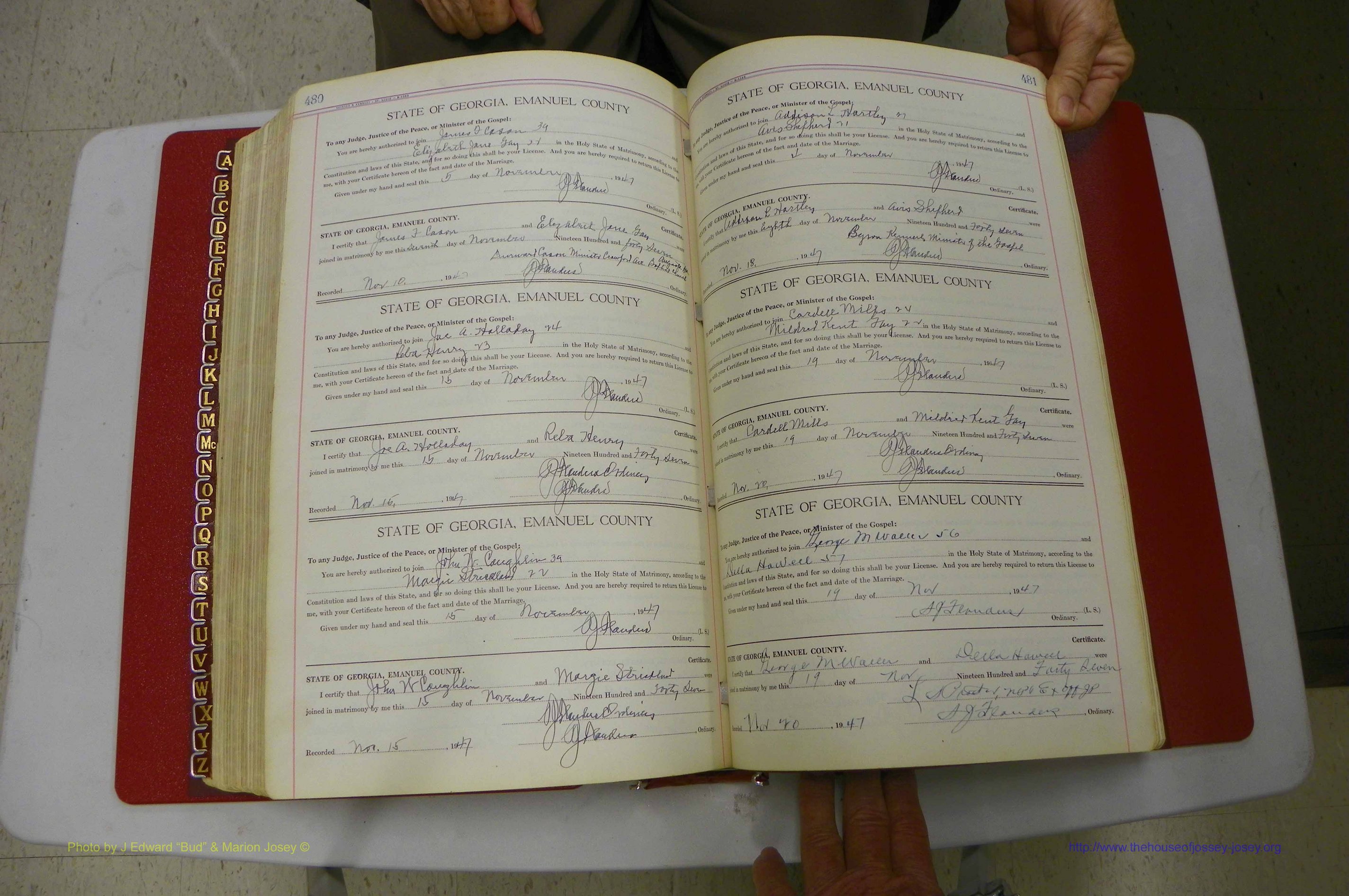 Emanuel Co, Ga, Marriages Book I, 1940 - 1949, White, P 480-481.JPG