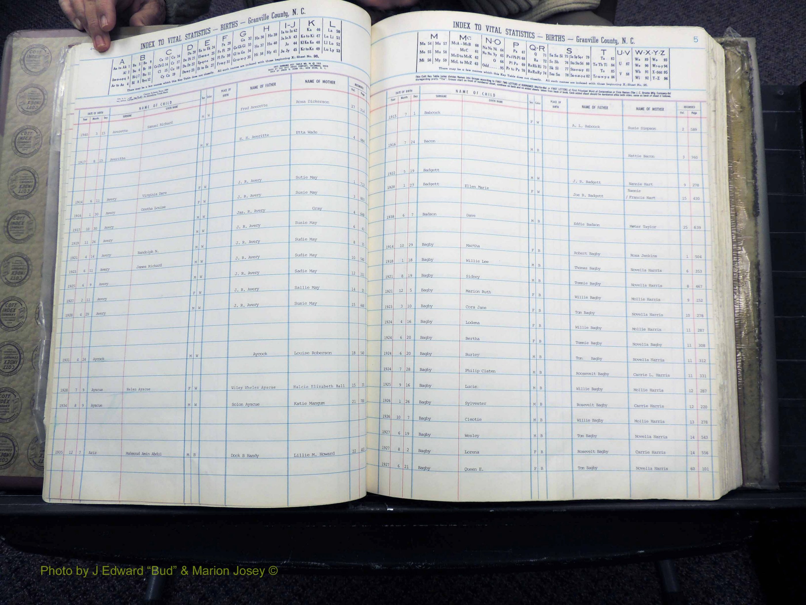 Granville Co, NC, Births, A-L, 1913-1940 (122).JPG