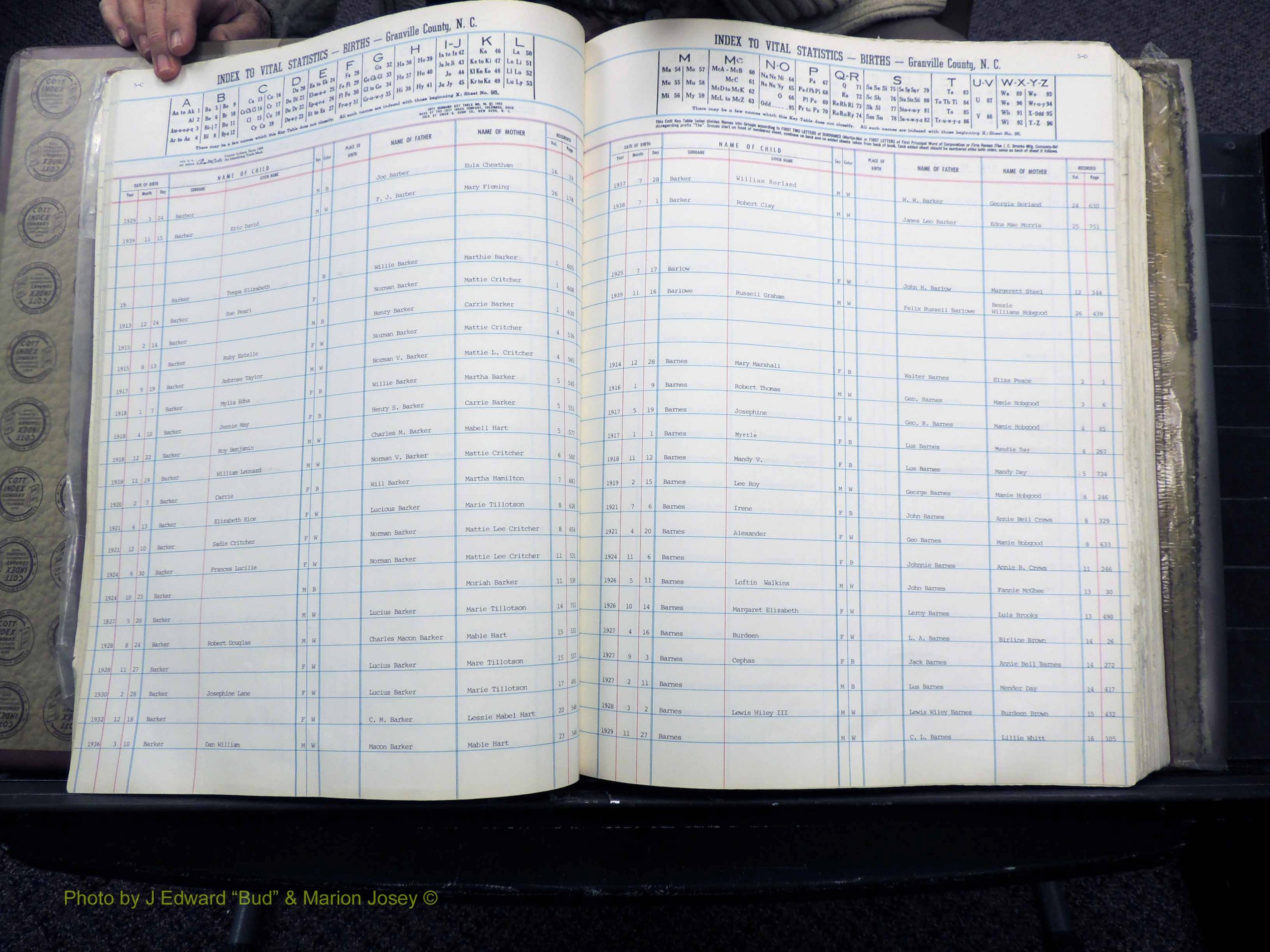 Granville Co, NC, Births, A-L, 1913-1940 (126).JPG