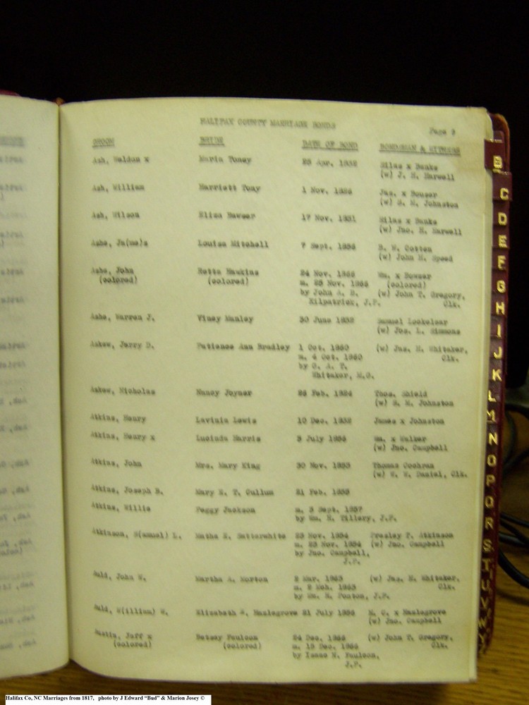Index A-9, pg 9, Halifax Co, NC, Marriage Bonds from 1817 022.jpg