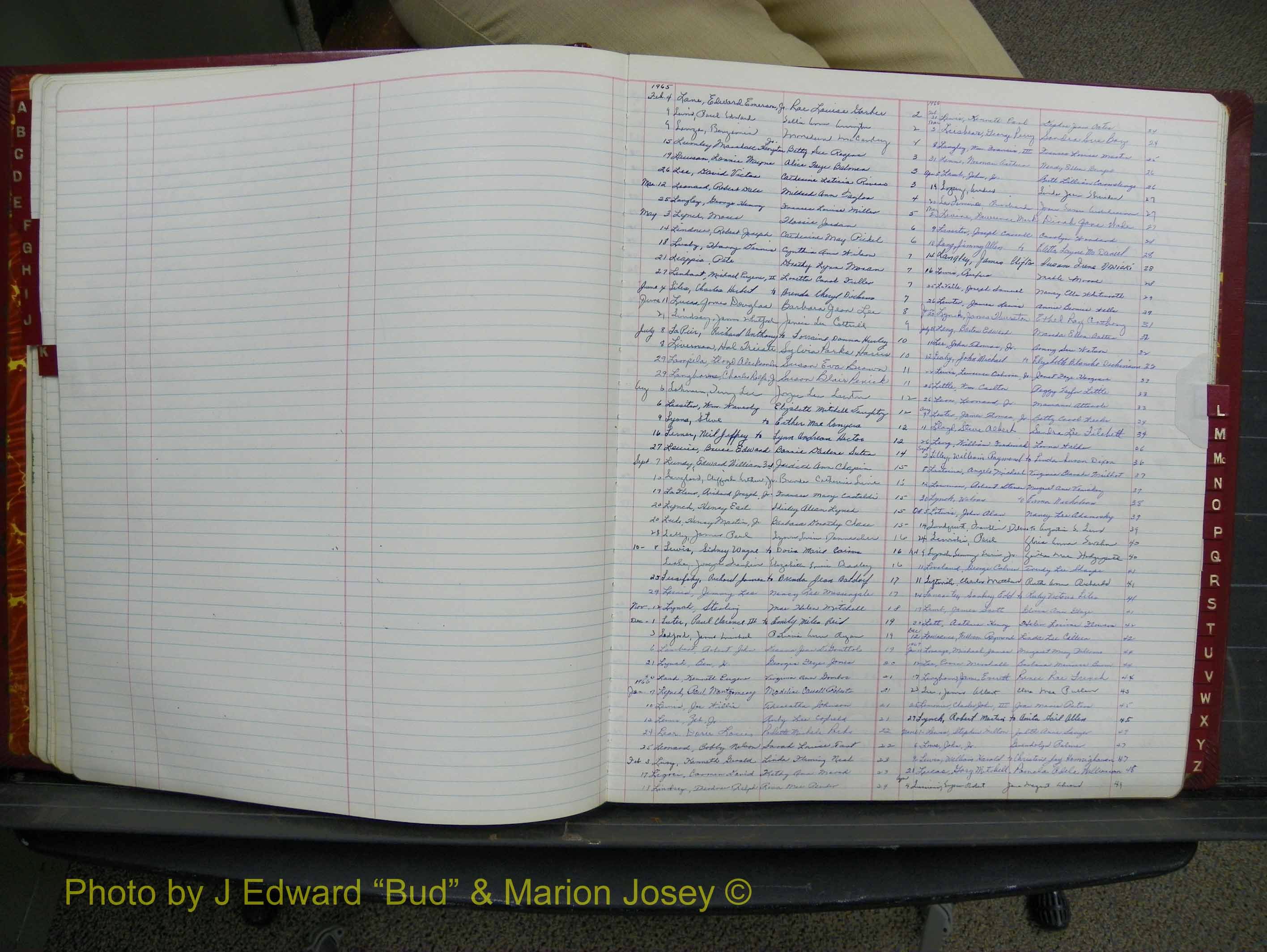 Halifax Marriage Book 16, 1965-1969 Index L.JPG
