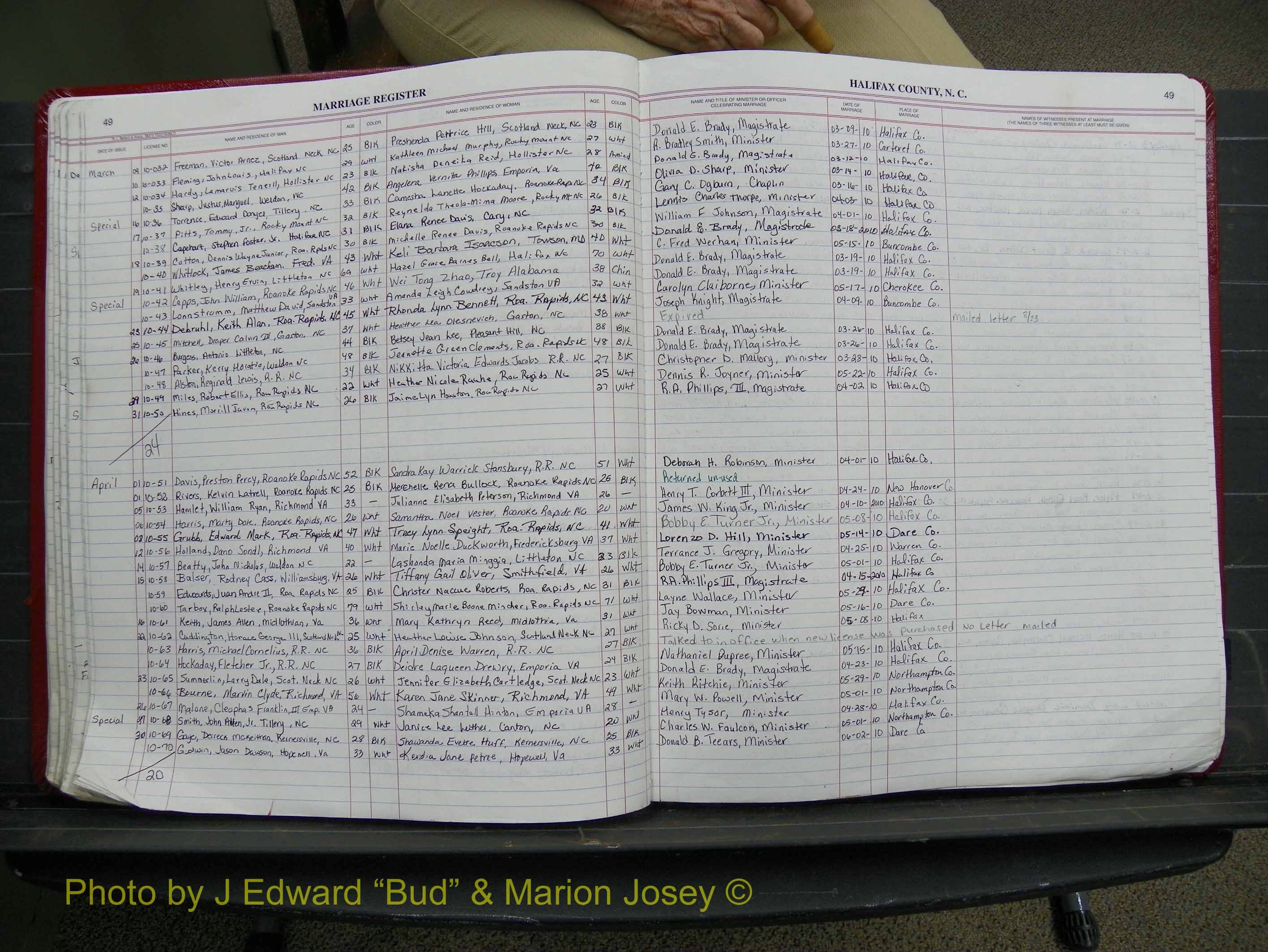 Halifax Marriage Book 21, 2004-2012 P 049.JPG