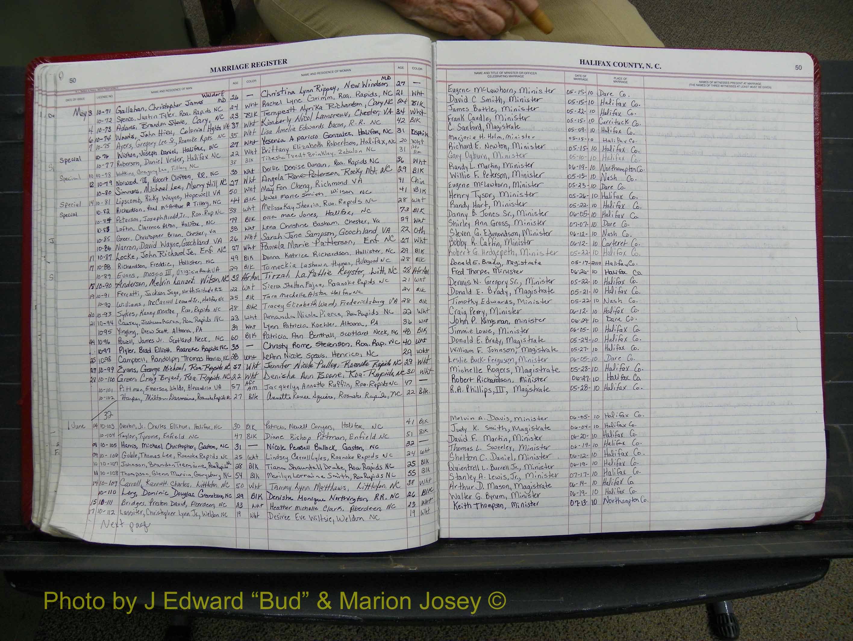 Halifax Marriage Book 21, 2004-2012 P 050.JPG