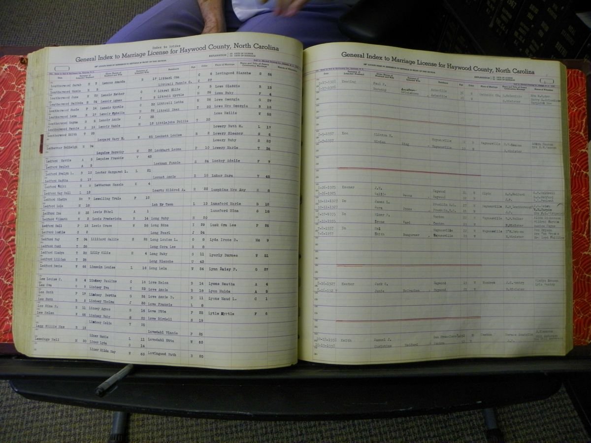 Haywood Marriage Index, 1850- A-E 1939-1978 345.JPG