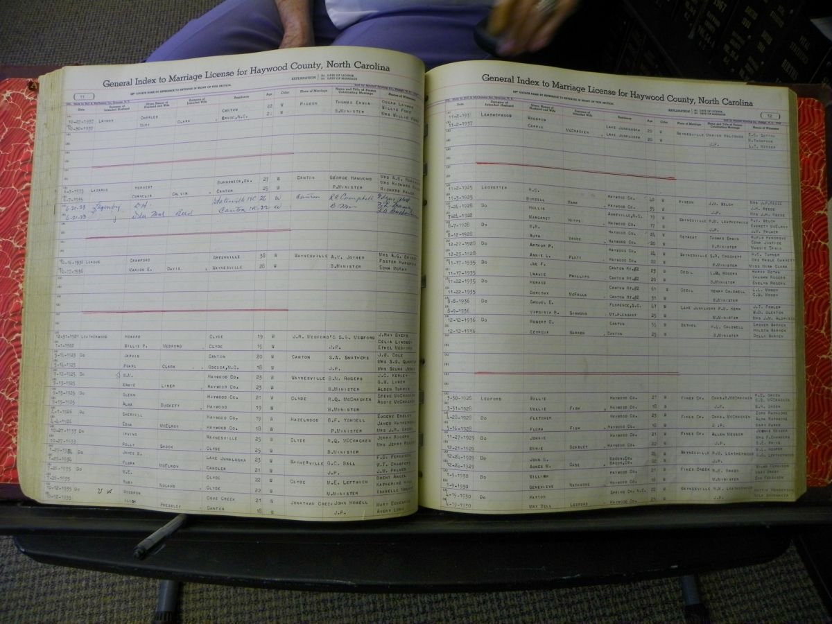 Haywood Marriage Index, 1850- A-E 1939-1978 351.JPG