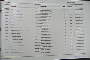 Henderson Co, NC, Births, A - Z, 2000 - 2010, (007).JPG