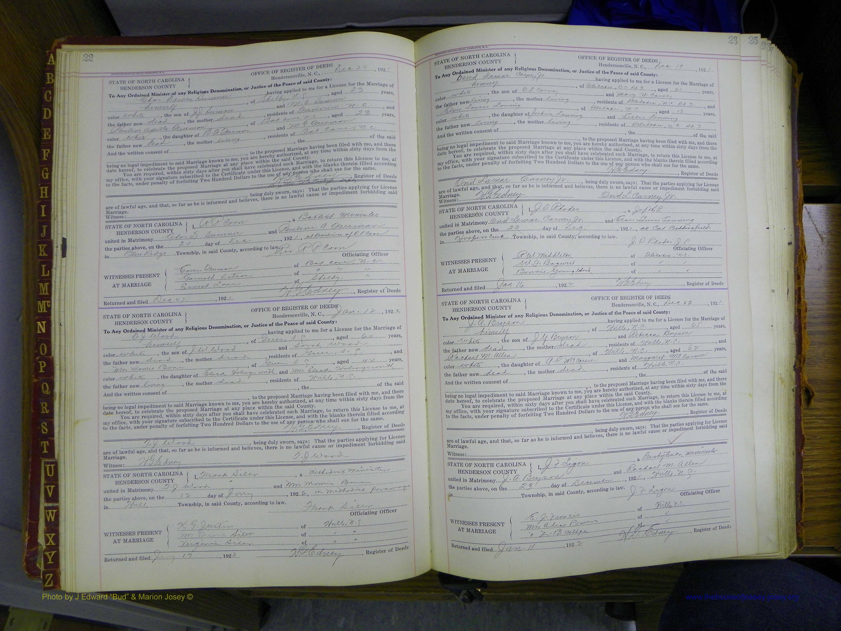 Henderson Co, NC, Marriages, 1921 - 1926, (061).JPG